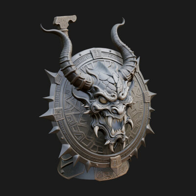 Horned Demon Face Shield Model Design 3 3D Print Model