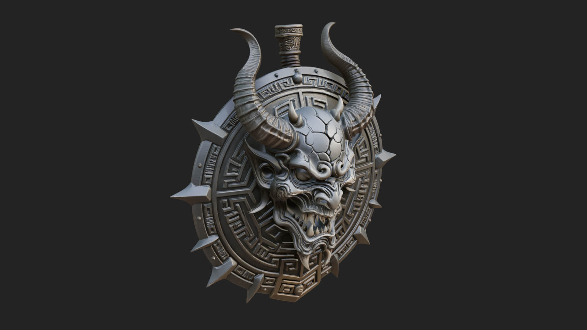 Horned Demon Face Shield Model Design 4 3D Print Model 3D Model