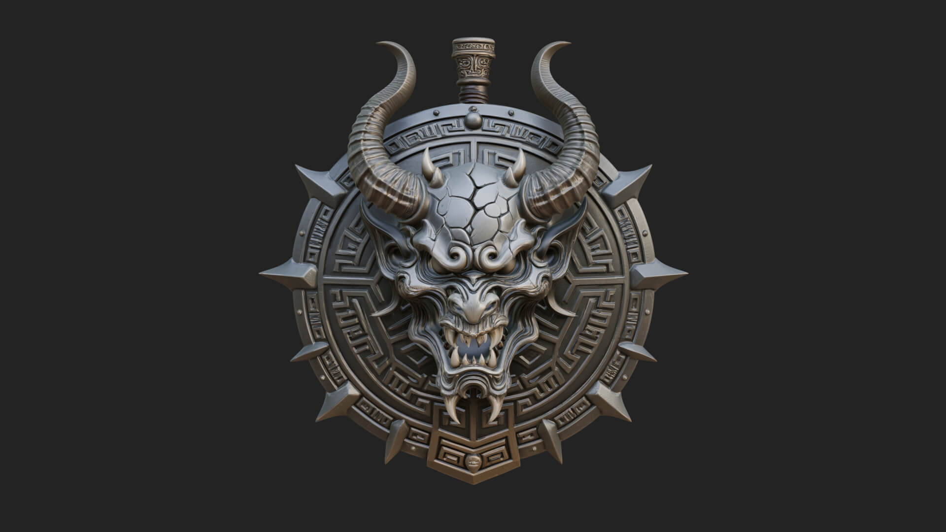 Horned Demon Face Shield Model Design 4 3D Print Model 3D Model