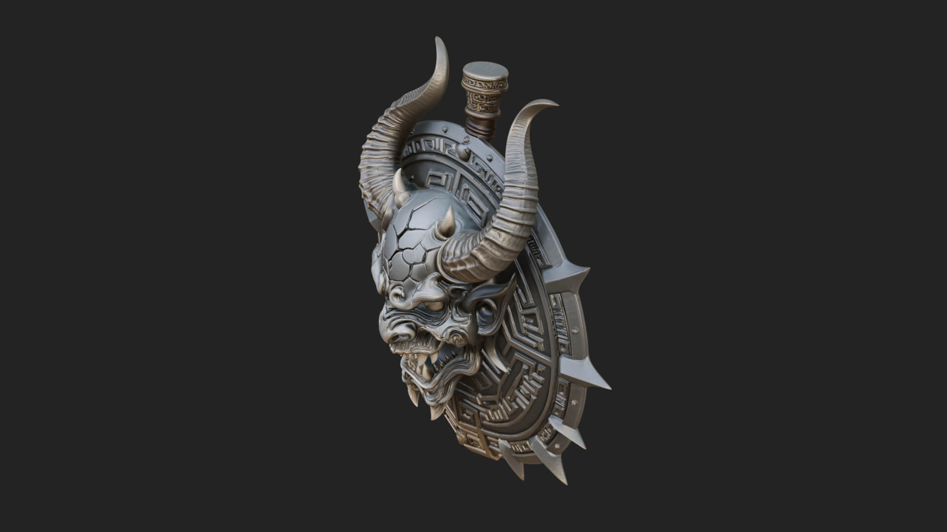 Horned Demon Face Shield Model Design 4 3D Print Model 3D Model