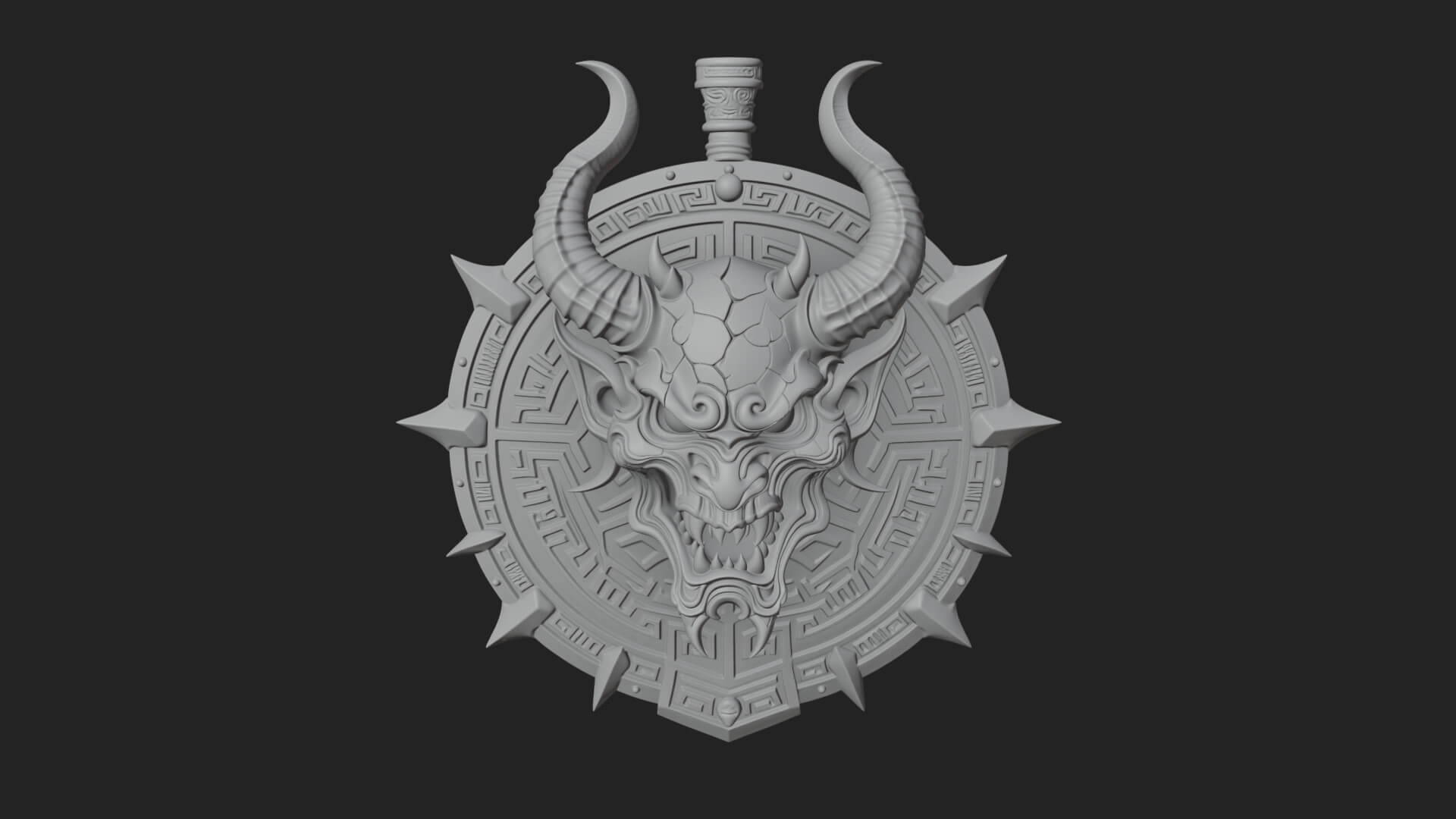Horned Demon Face Shield Model Design 4 3D Print Model 3D Model