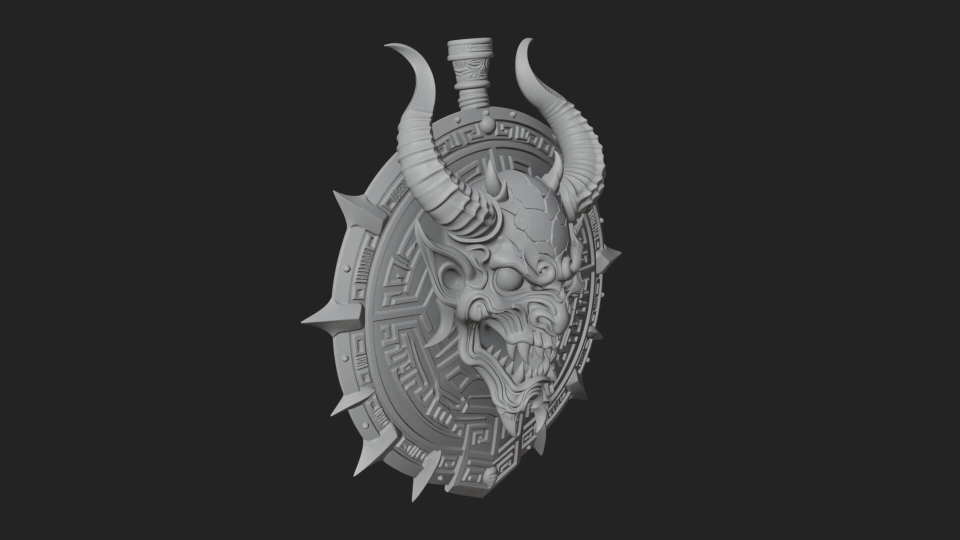 Horned Demon Face Shield Model Design 4 3D Print Model 3D Model