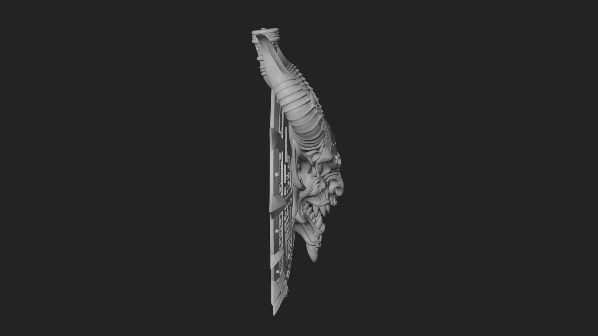 Horned Demon Face Shield Model Design 4 3D Print Model 3D Model