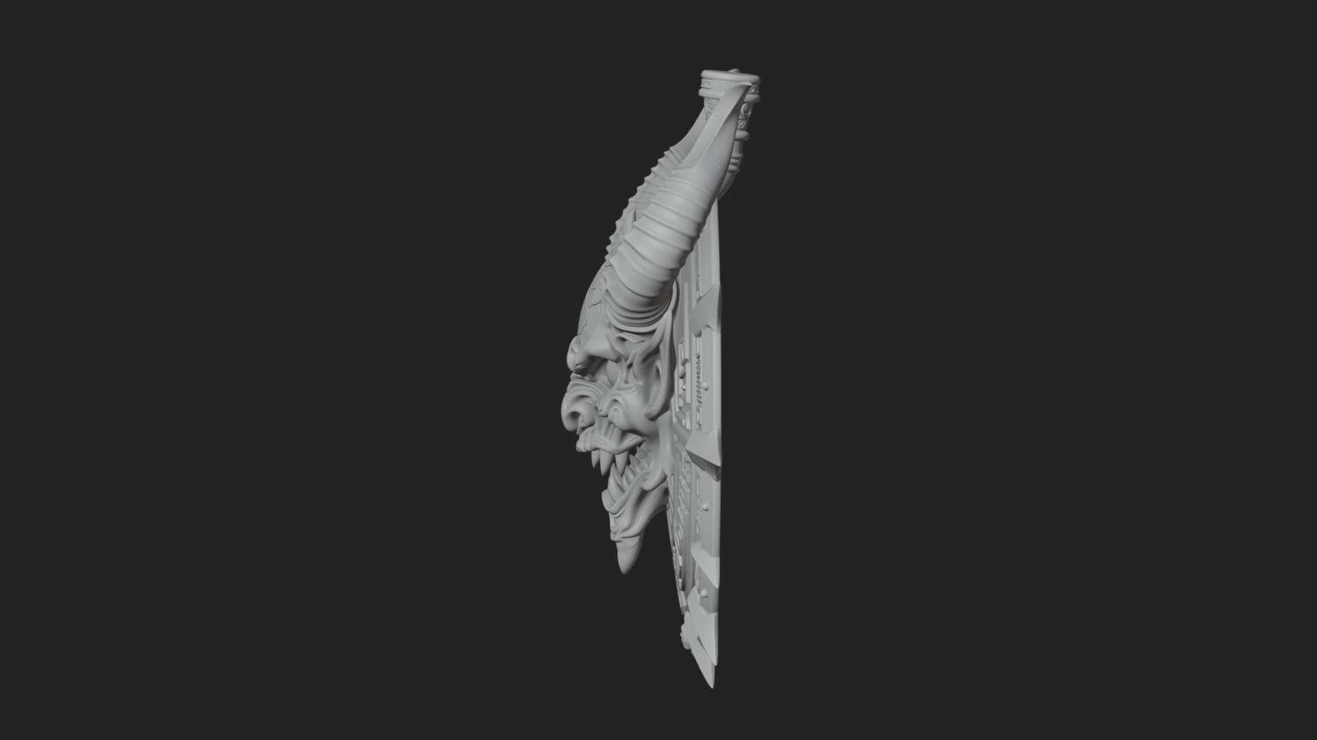 Horned Demon Face Shield Model Design 4 3D Print Model 3D Model