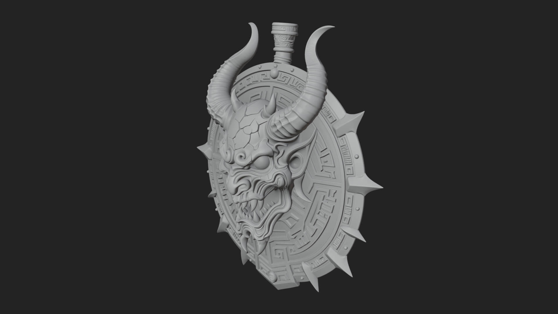 Horned Demon Face Shield Model Design 4 3D Print Model 3D Model