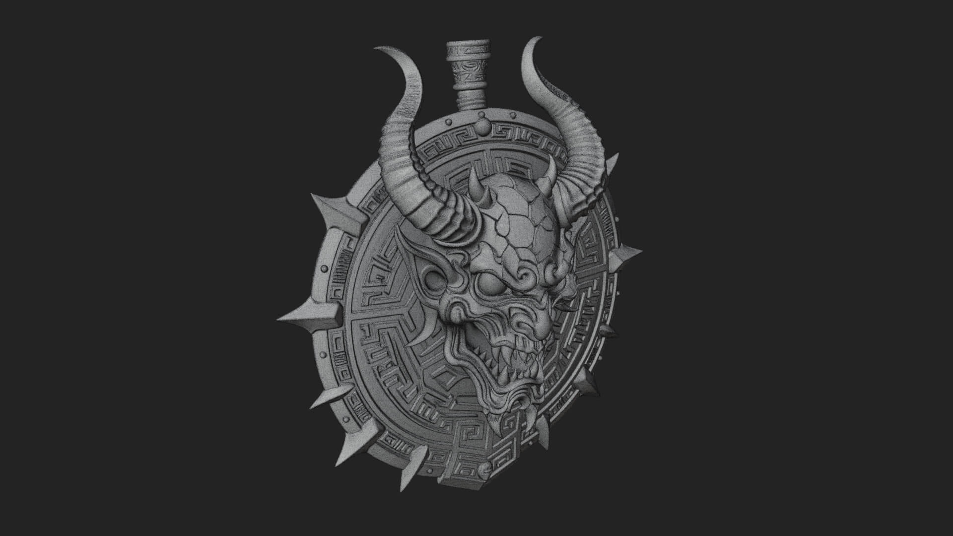 Horned Demon Face Shield Model Design 4 3D Print Model 3D Model