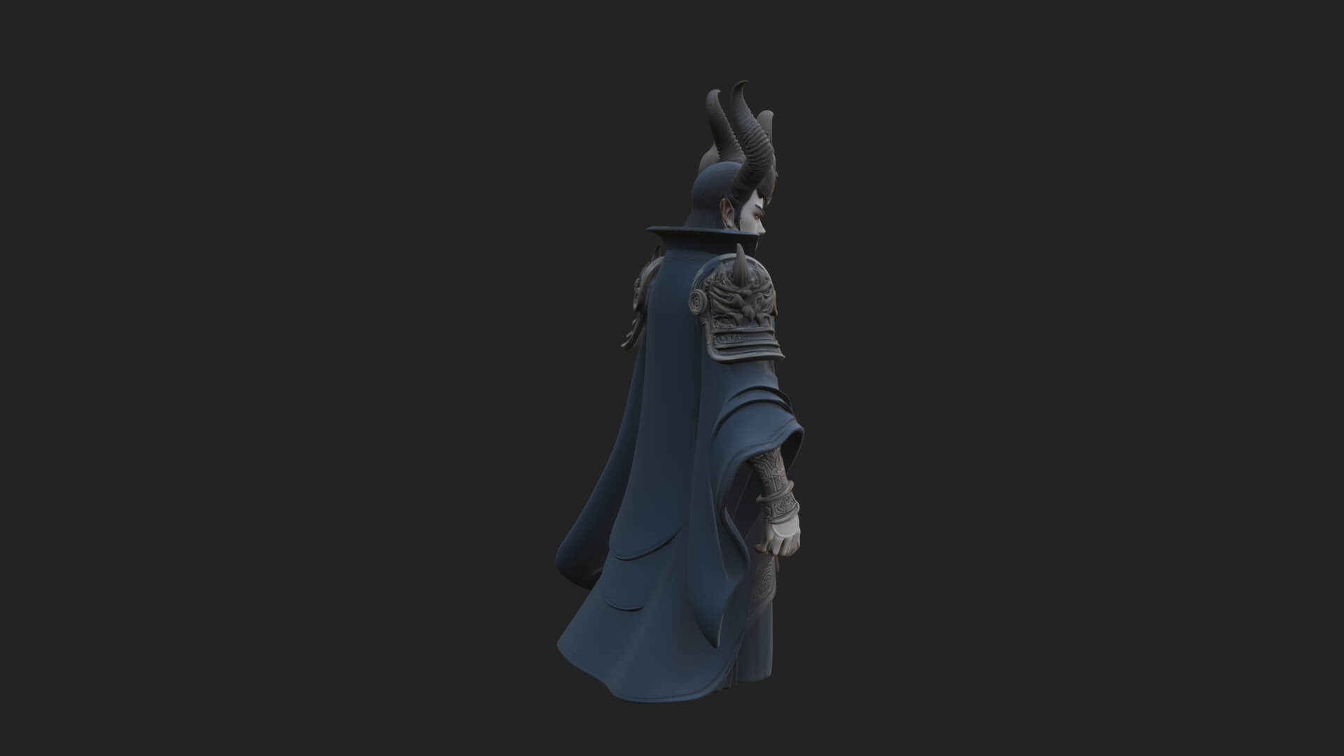 Horned Demon Mage Statue Design 1 3D Print Model 3D Model