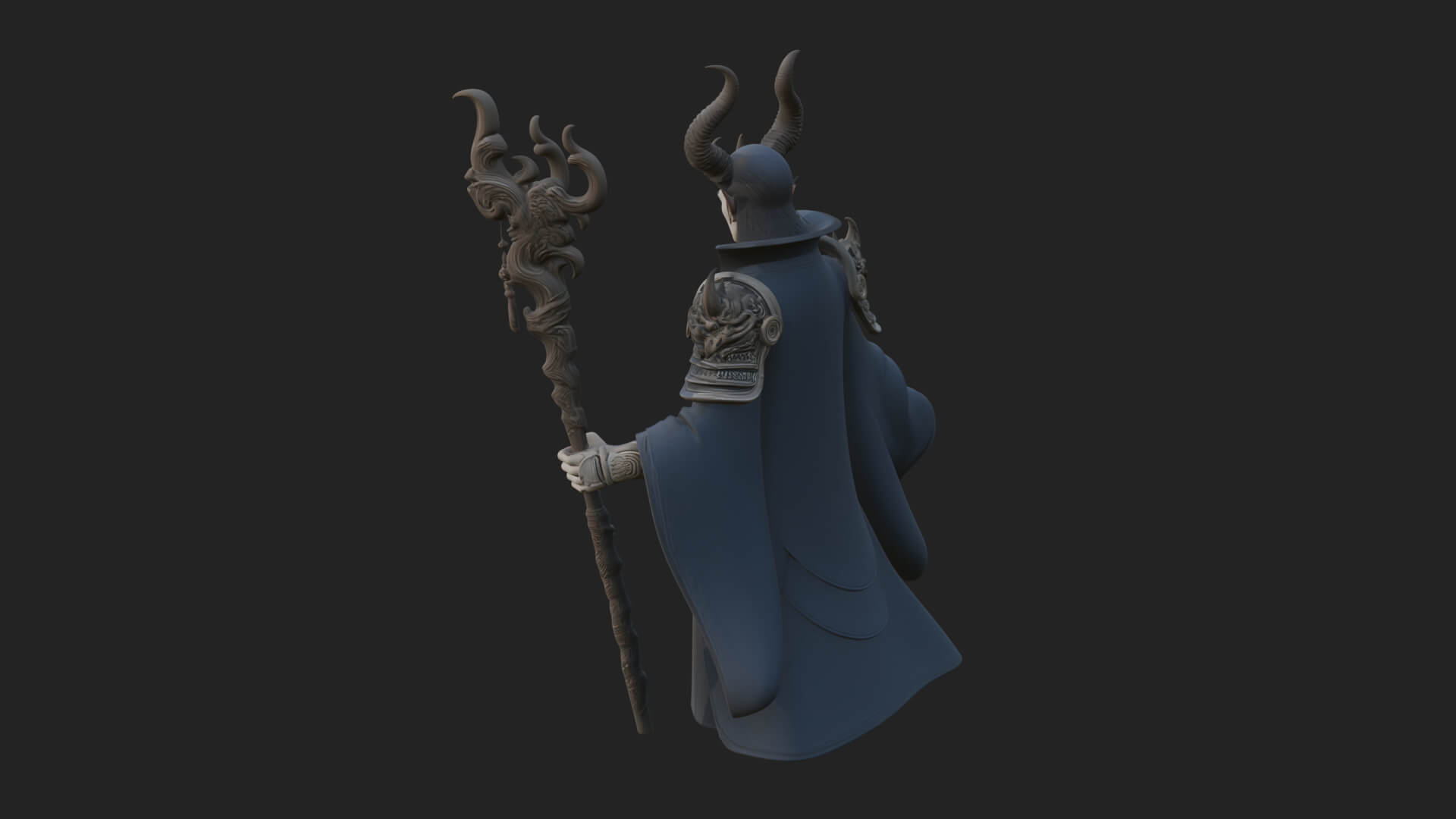 Horned Demon Mage Statue Design 1 3D Print Model 3D Model
