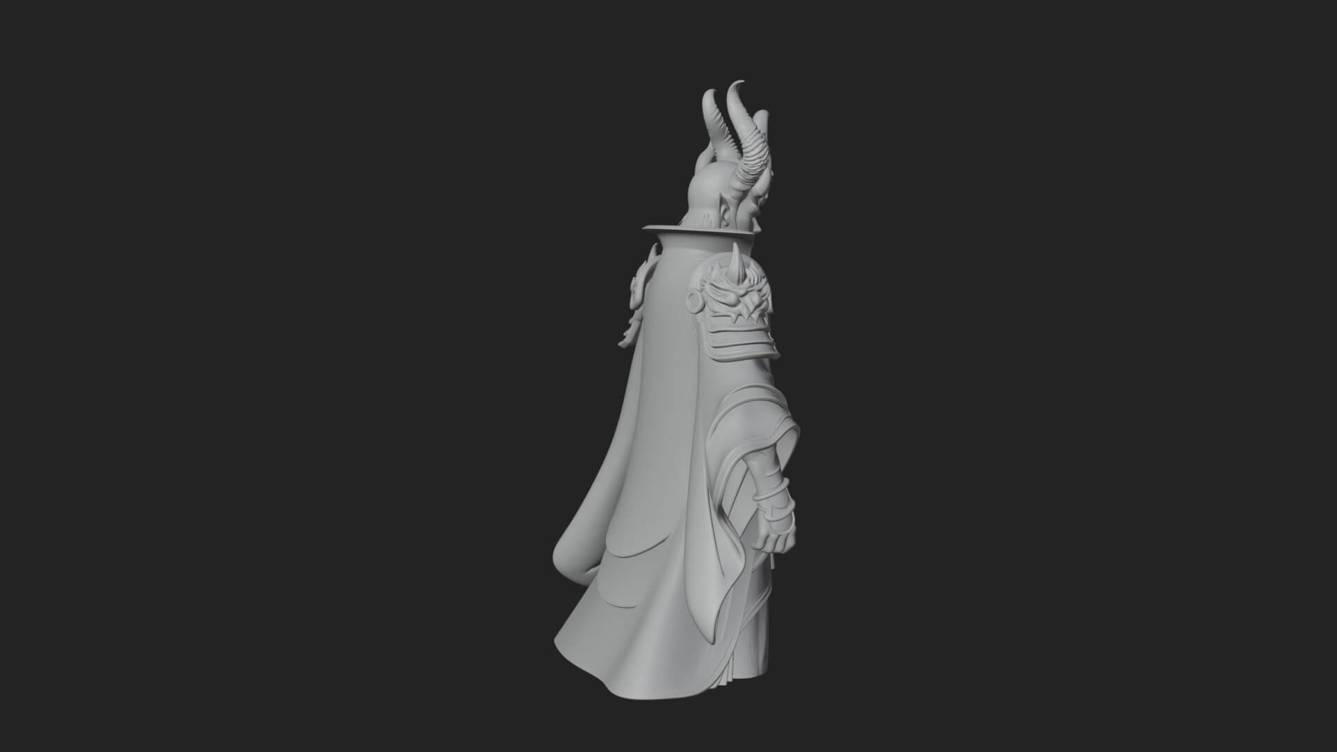 Horned Demon Mage Statue Design 1 3D Print Model 3D Model