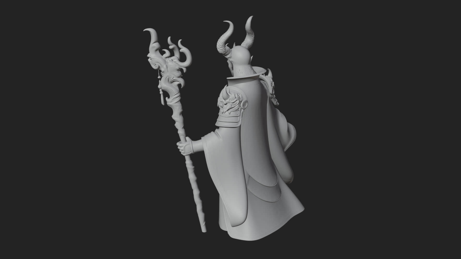 Horned Demon Mage Statue Design 1 3D Print Model 3D Model