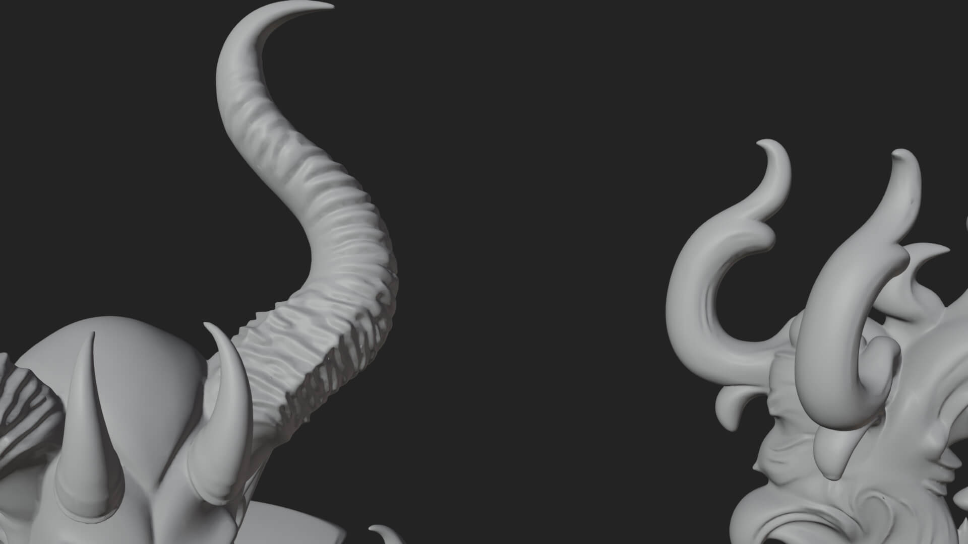 Horned Demon Mage Statue Design 1 3D Print Model 3D Model