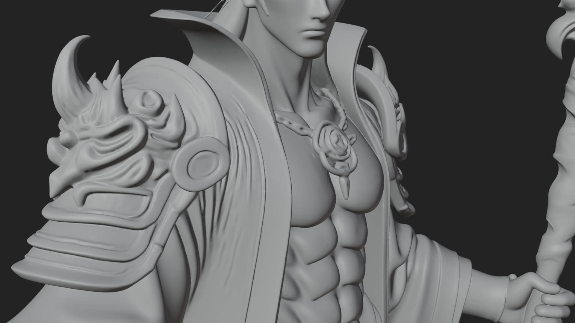 Horned Demon Mage Statue Design 1 3D Print Model 3D Model