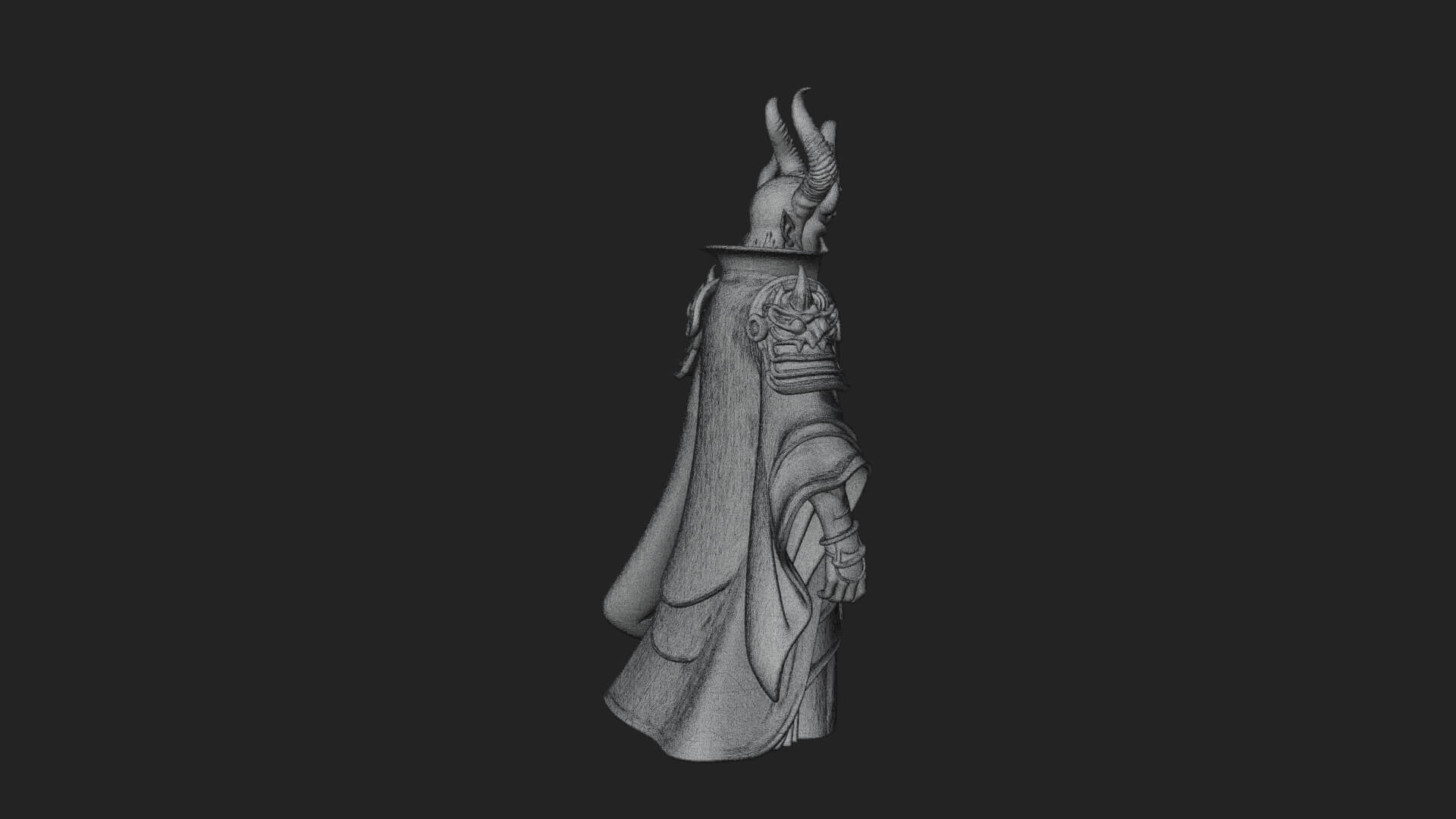 Horned Demon Mage Statue Design 1 3D Print Model 3D Model