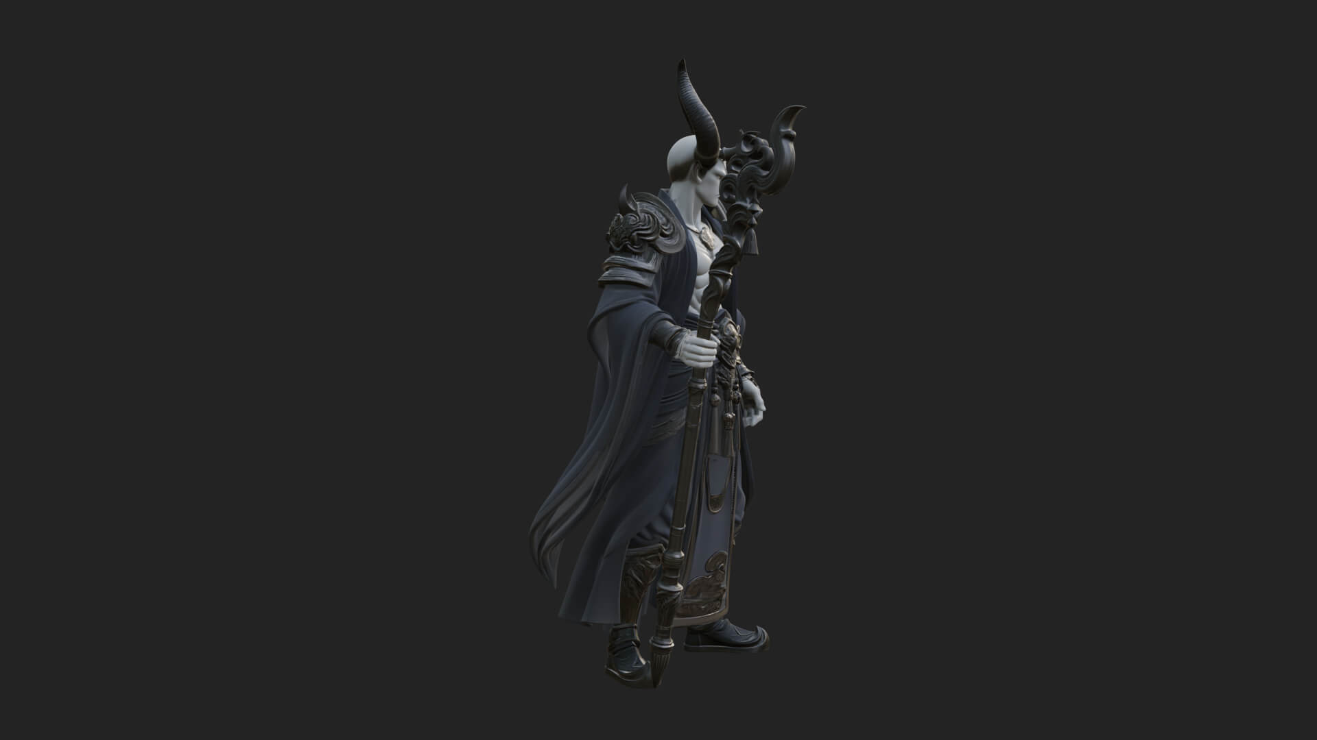Horned Demon Mage Statue Design 2 3D Print Model 3D Model