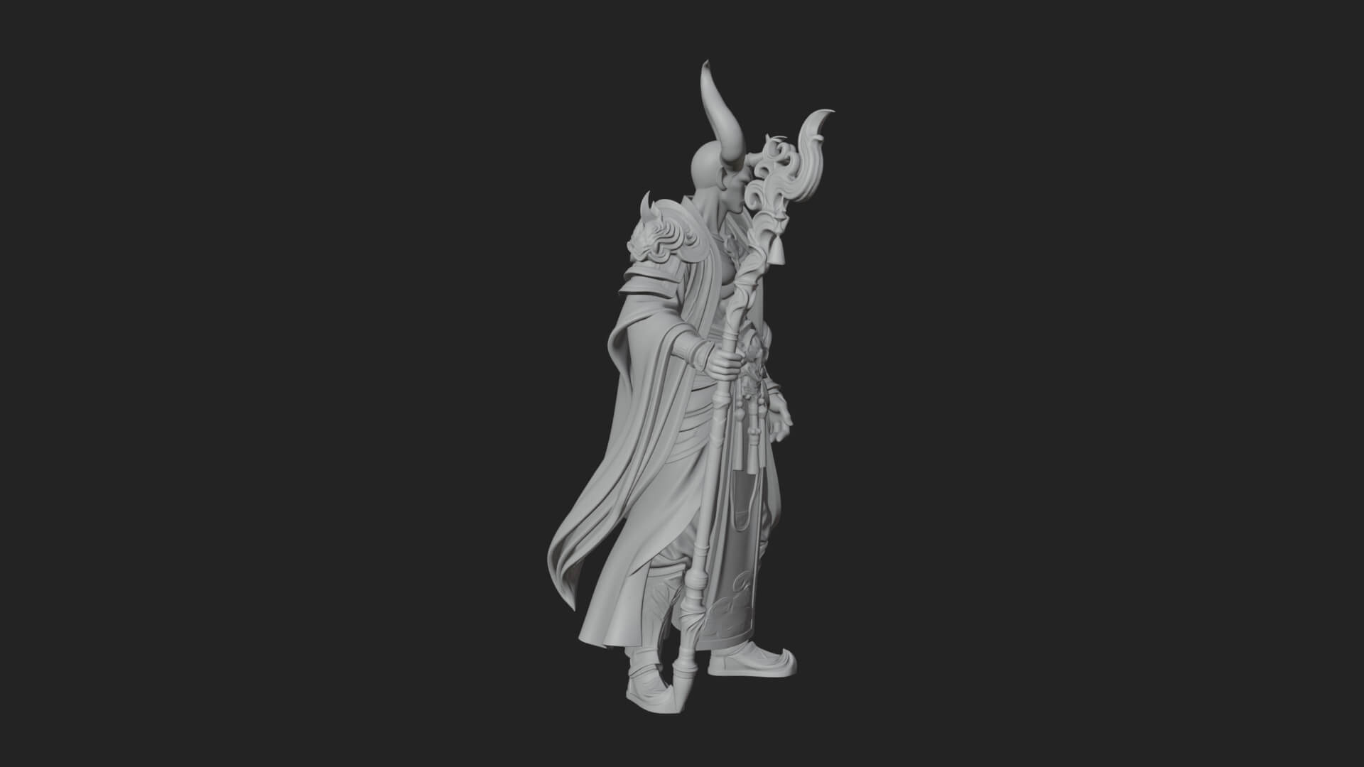 Horned Demon Mage Statue Design 2 3D Print Model 3D Model