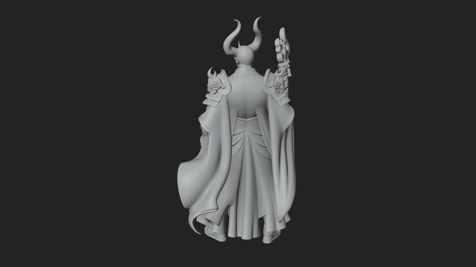 Horned Demon Mage Statue Design 2 3D Print Model 3D Model