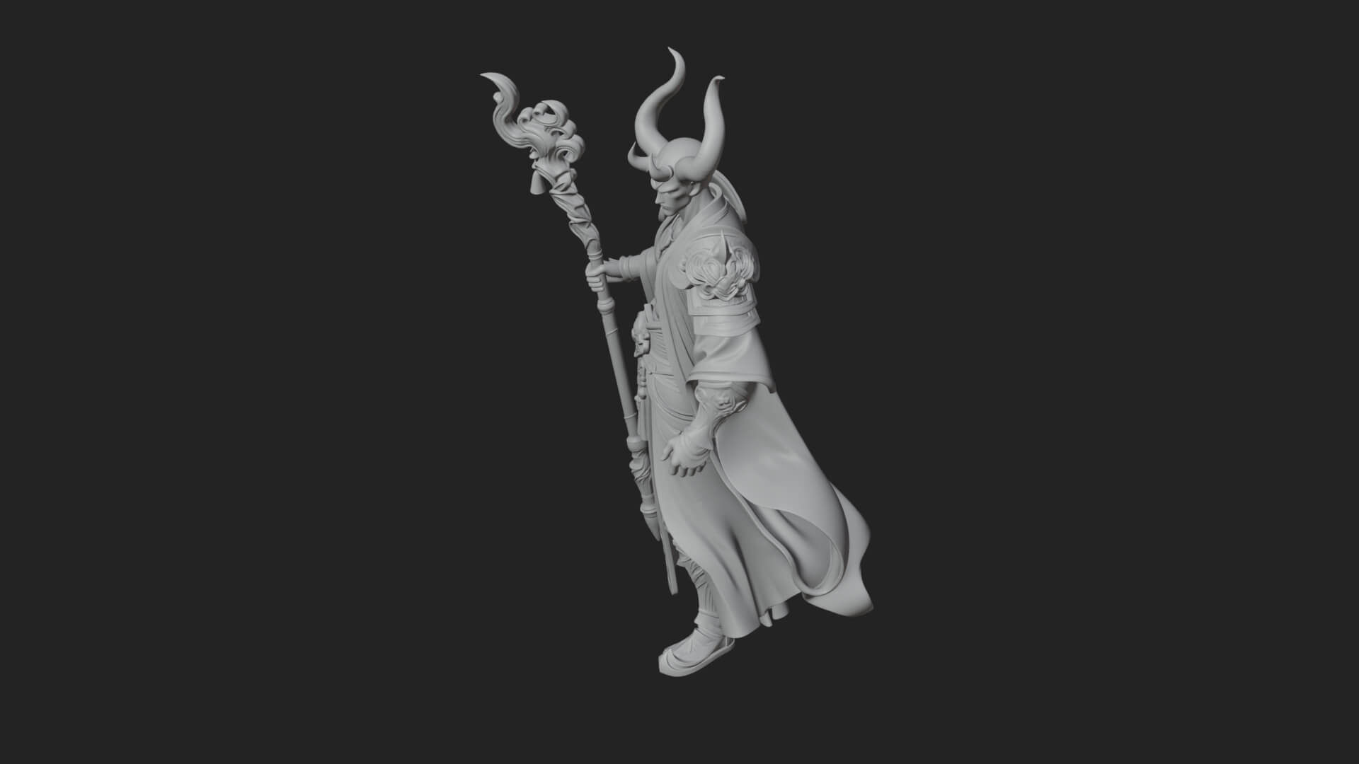 Horned Demon Mage Statue Design 2 3D Print Model 3D Model