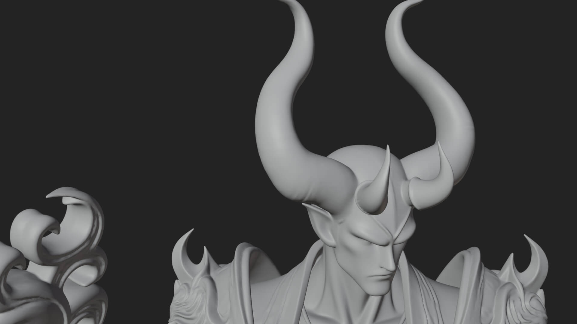 Horned Demon Mage Statue Design 2 3D Print Model 3D Model