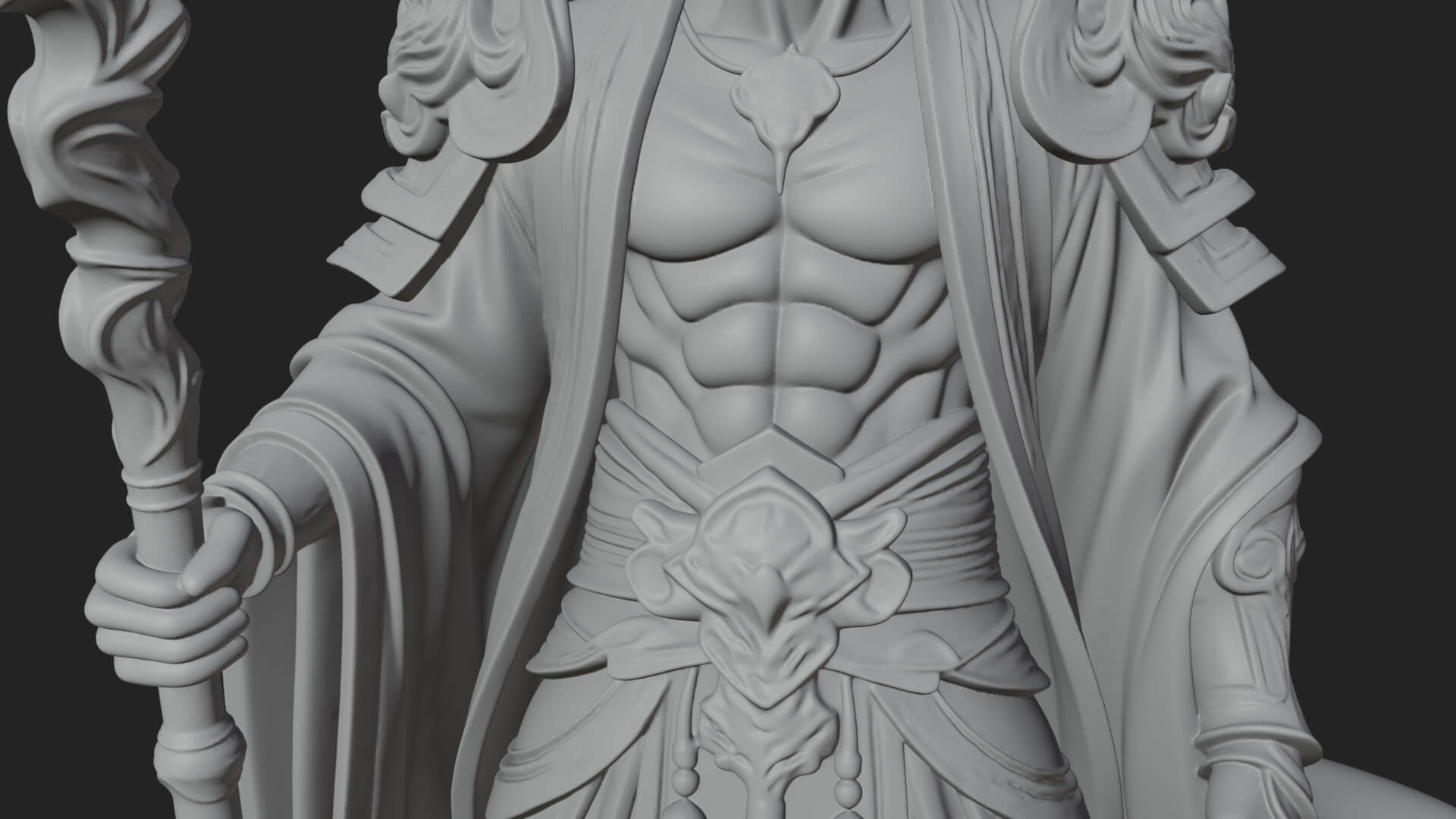Horned Demon Mage Statue Design 2 3D Print Model 3D Model