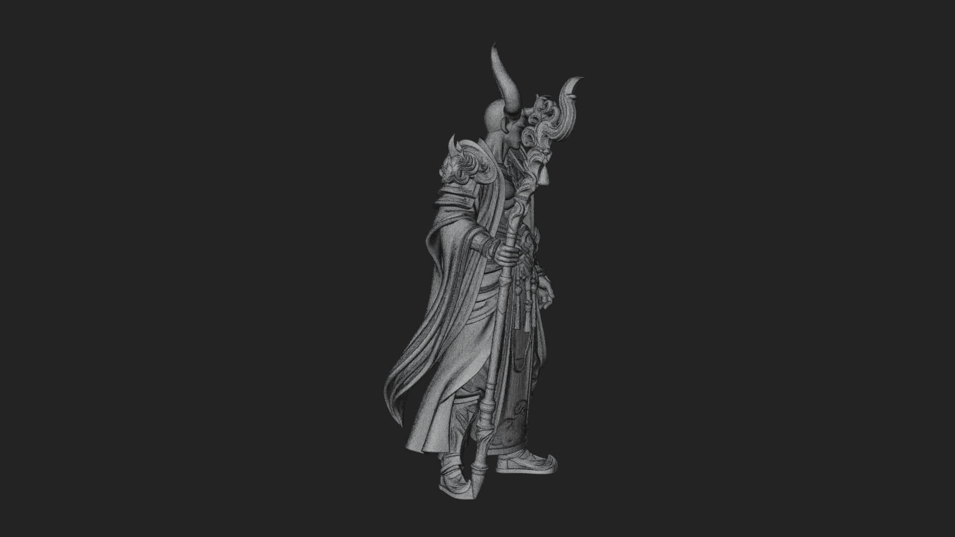Horned Demon Mage Statue Design 2 3D Print Model 3D Model