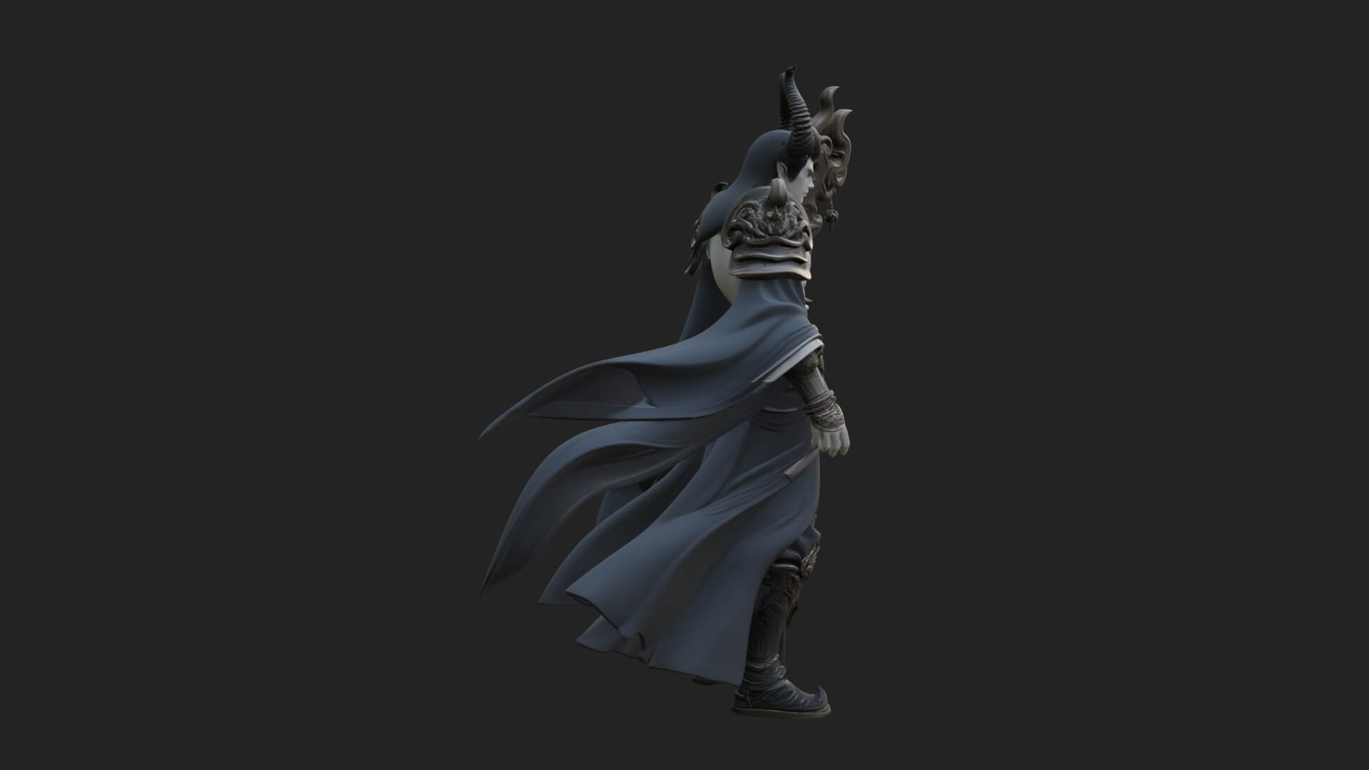 Horned Demon Mage Statue Design 3 3D Print Model 3D Model