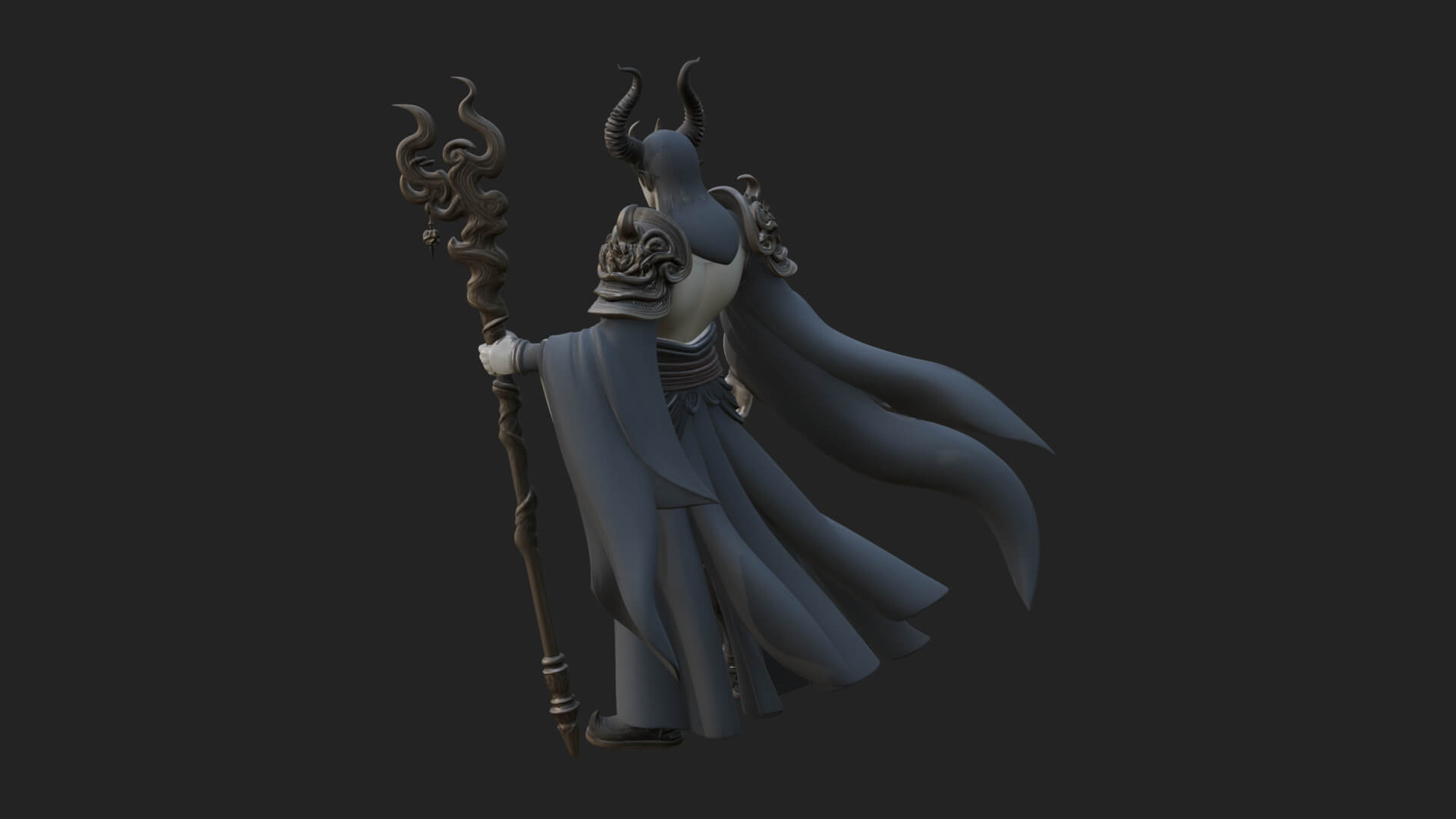 Horned Demon Mage Statue Design 3 3D Print Model 3D Model