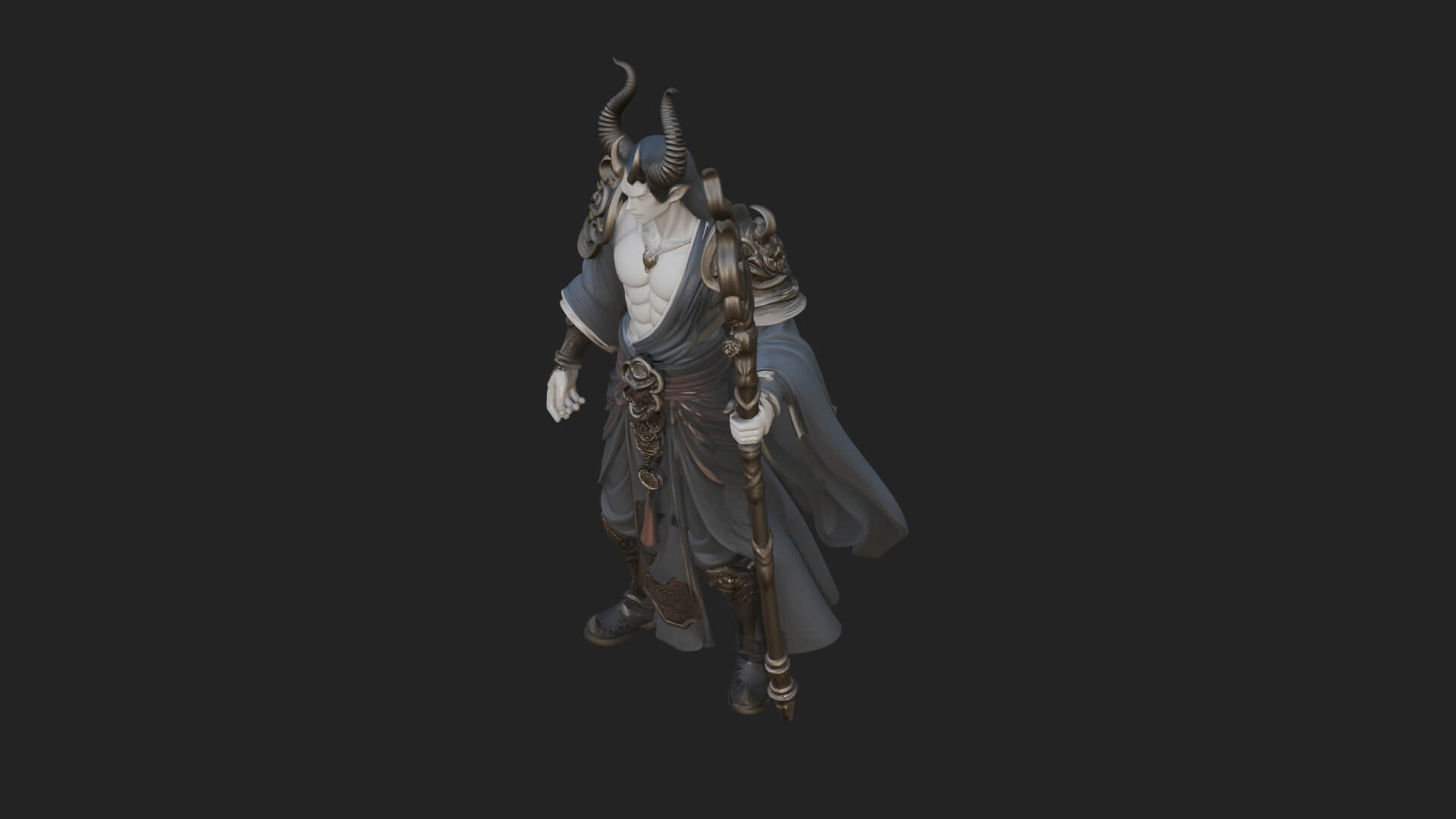 Horned Demon Mage Statue Design 3 3D Print Model 3D Model
