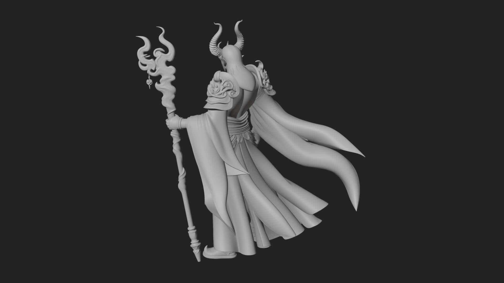 Horned Demon Mage Statue Design 3 3D Print Model 3D Model