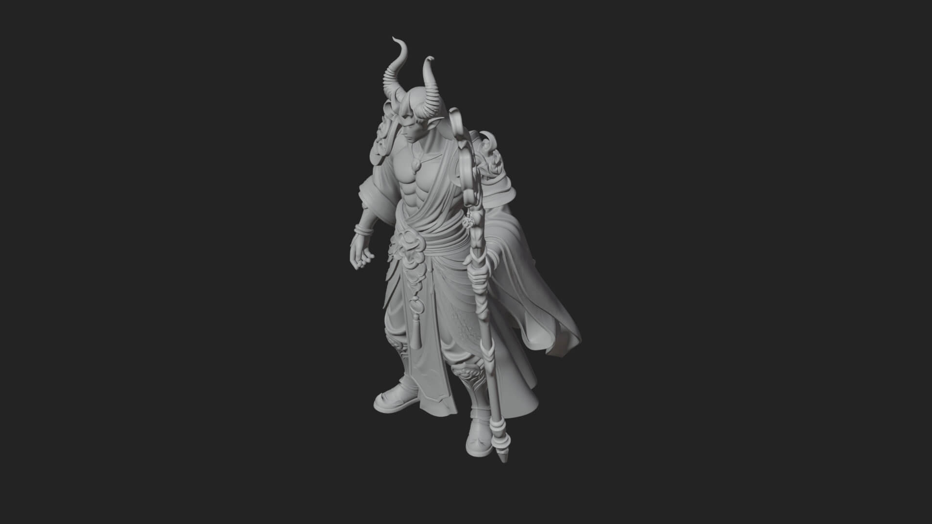 Horned Demon Mage Statue Design 3 3D Print Model 3D Model