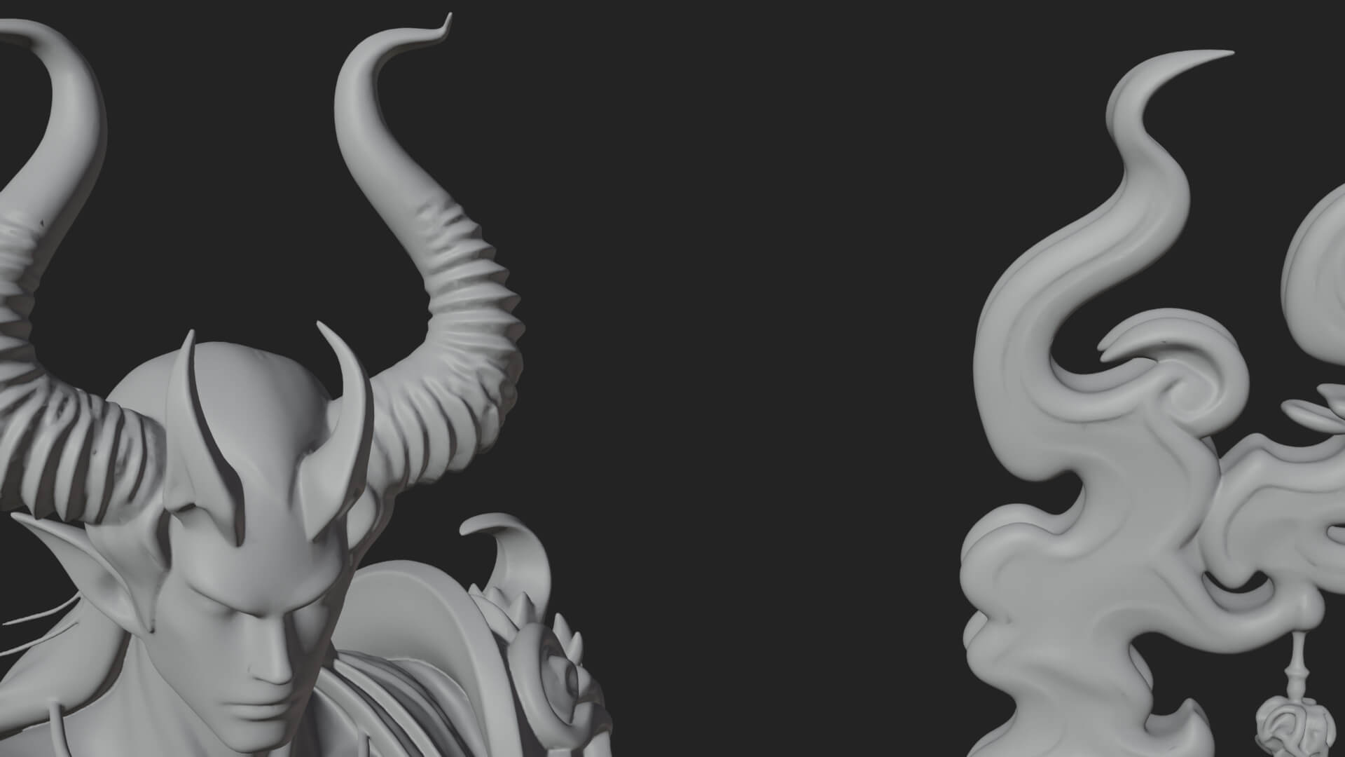Horned Demon Mage Statue Design 3 3D Print Model 3D Model