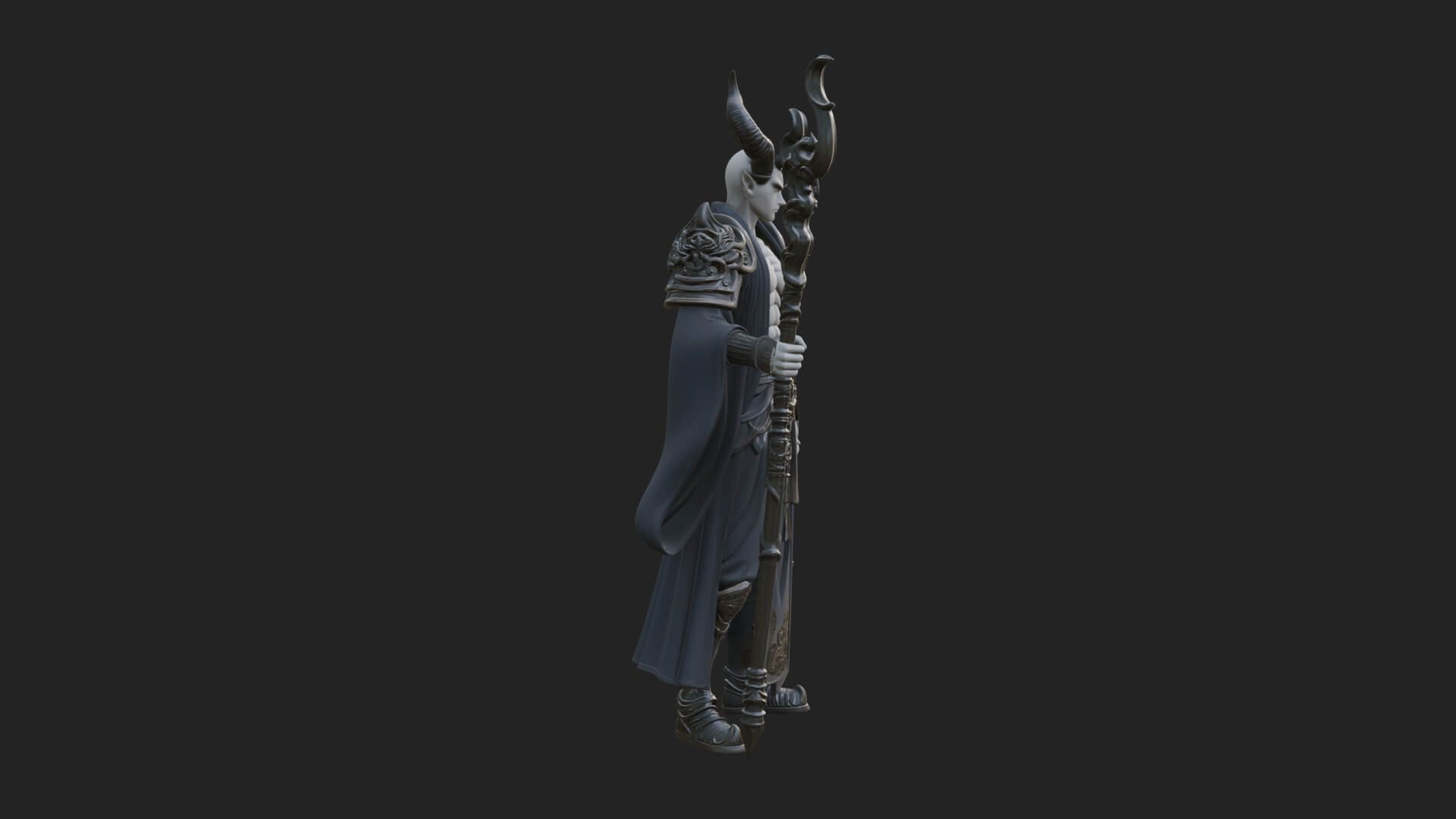 Horned Demon Mage Statue Design 4 3D Print Model 3D Model