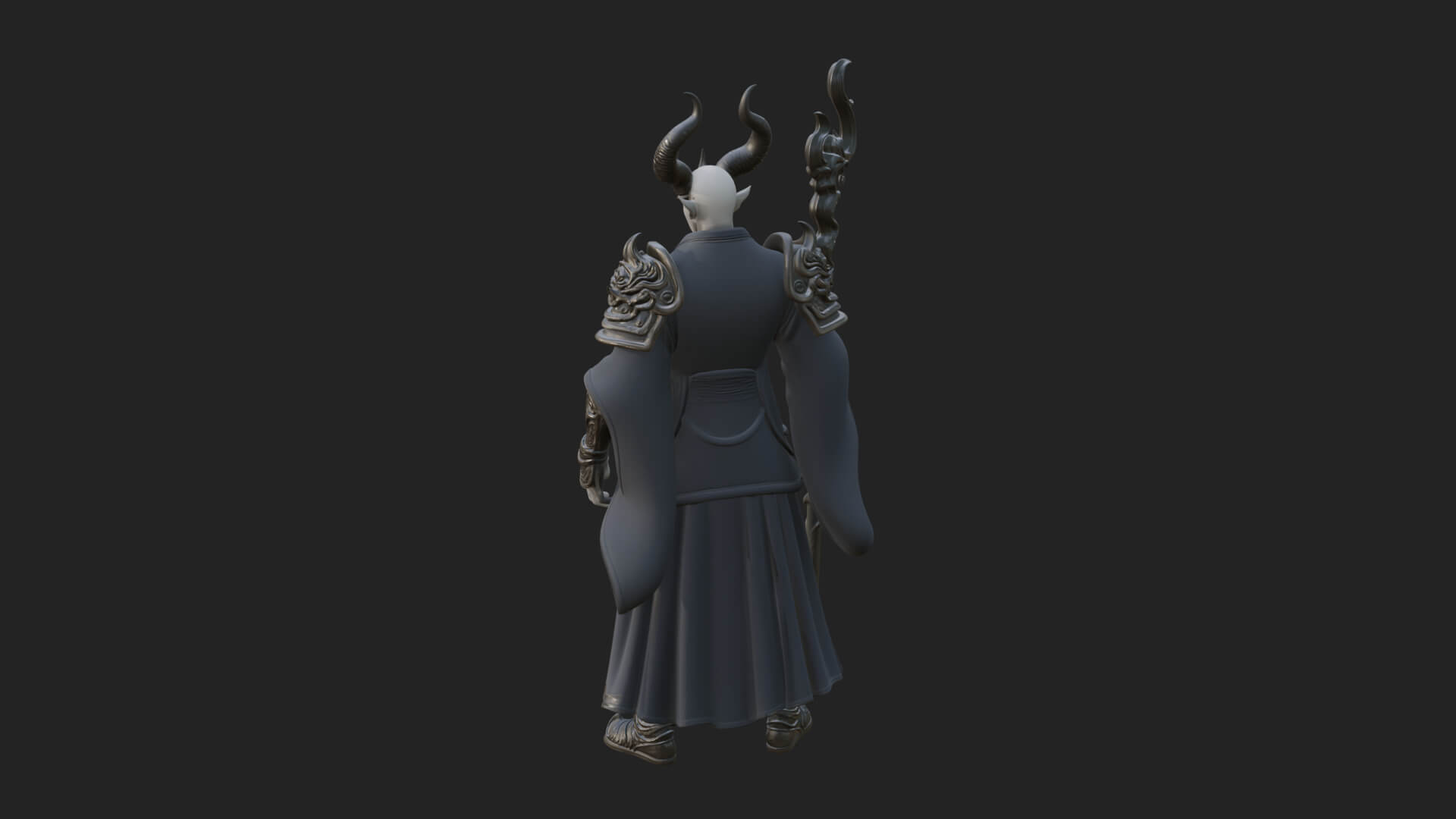 Horned Demon Mage Statue Design 4 3D Print Model 3D Model