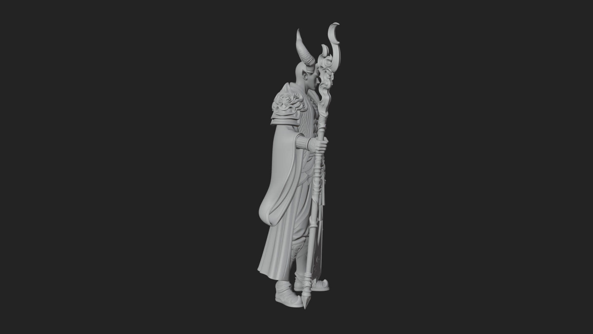Horned Demon Mage Statue Design 4 3D Print Model 3D Model