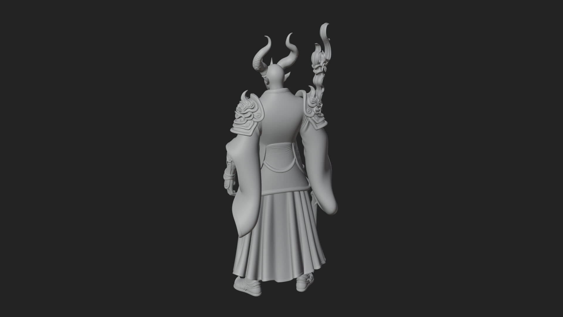 Horned Demon Mage Statue Design 4 3D Print Model 3D Model