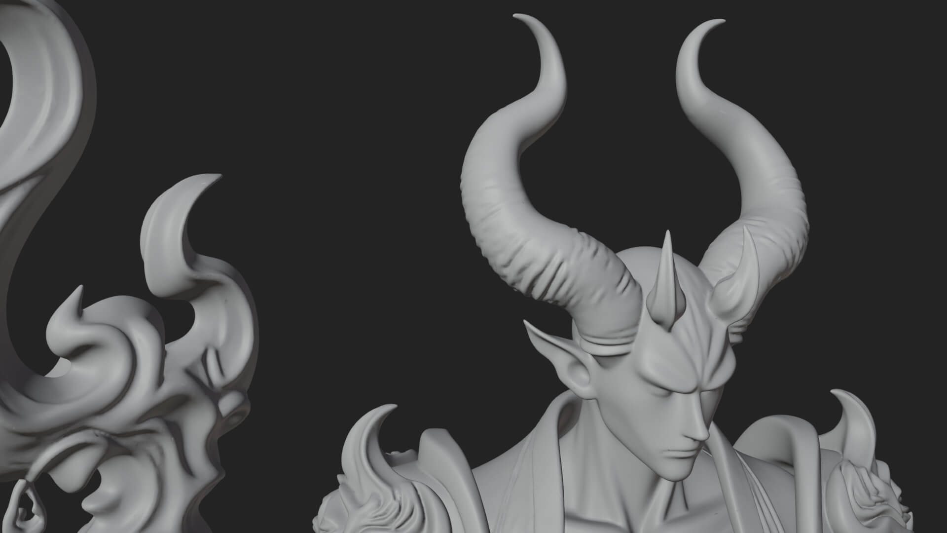 Horned Demon Mage Statue Design 4 3D Print Model 3D Model