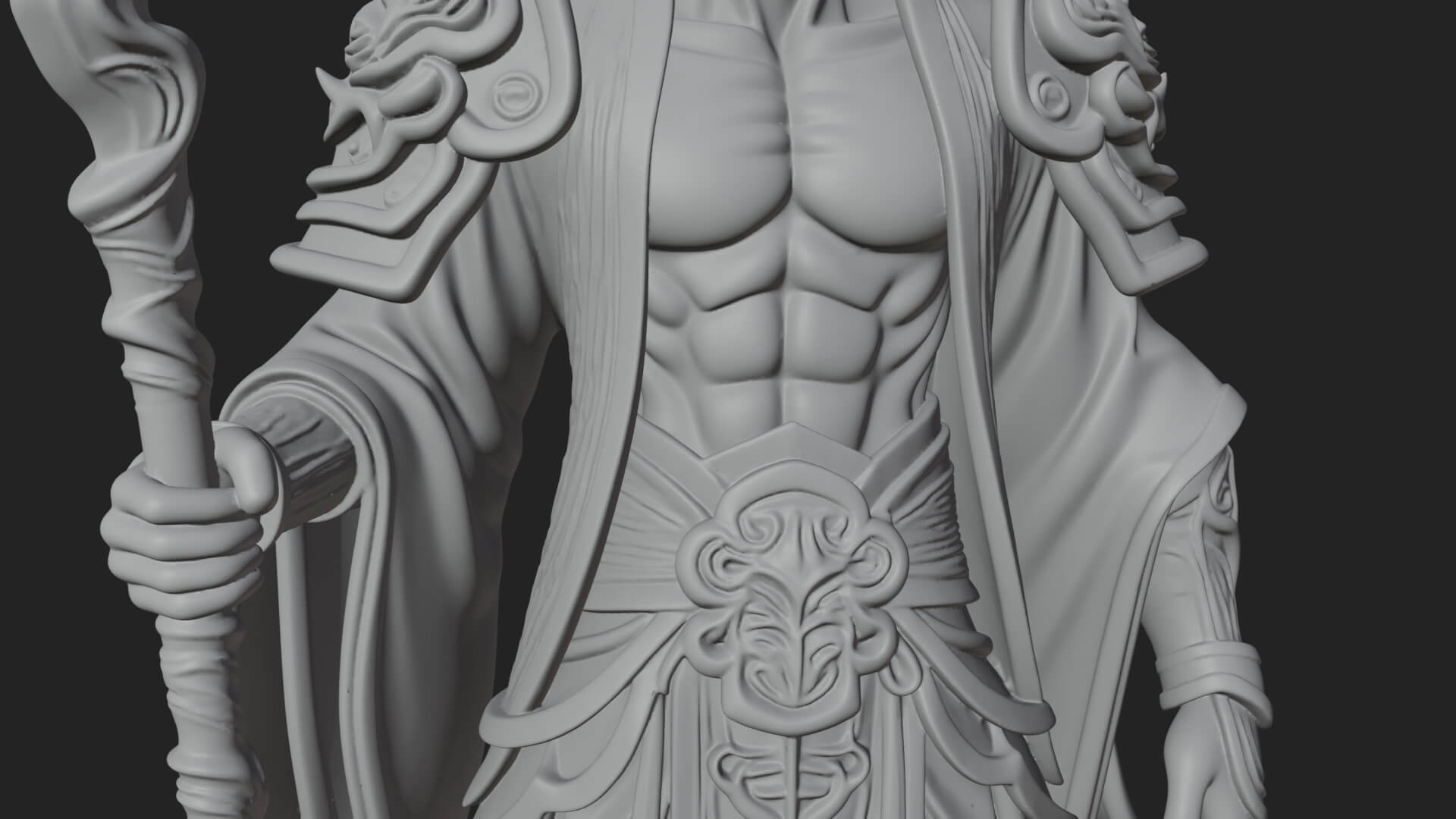 Horned Demon Mage Statue Design 4 3D Print Model 3D Model