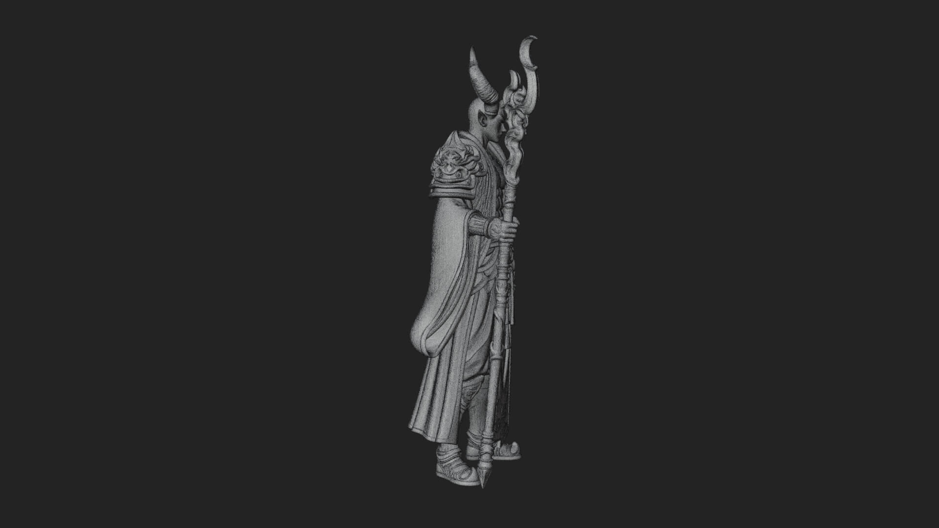 Horned Demon Mage Statue Design 4 3D Print Model 3D Model