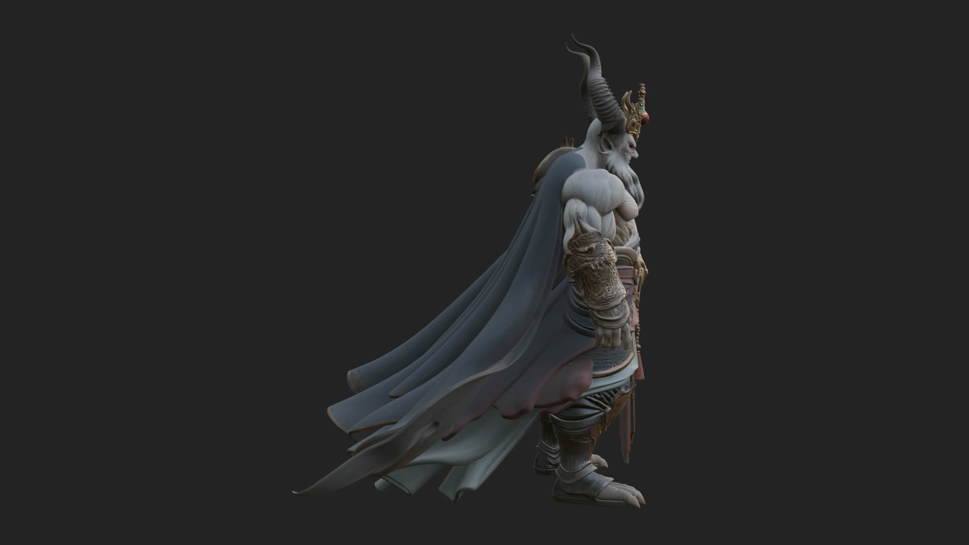 Horned Demon Mage Statue Design 5 3D Print Model 3D Model