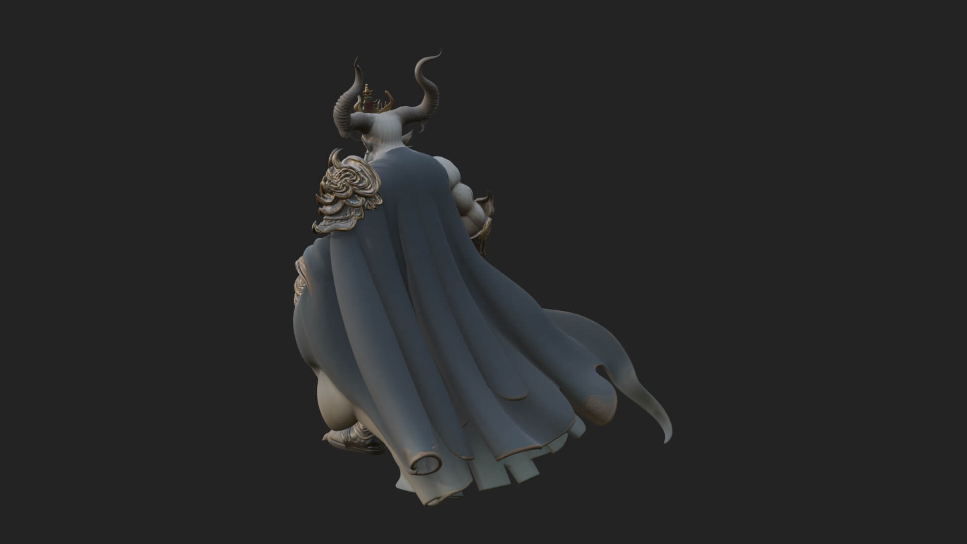 Horned Demon Mage Statue Design 5 3D Print Model 3D Model