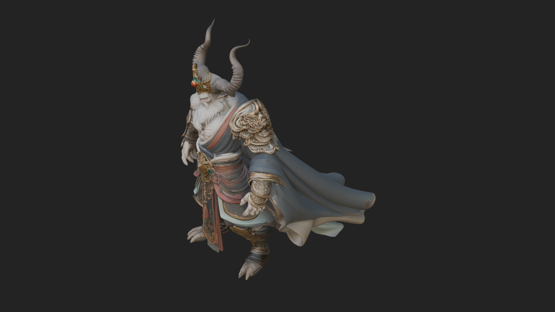 Horned Demon Mage Statue Design 5 3D Print Model 3D Model