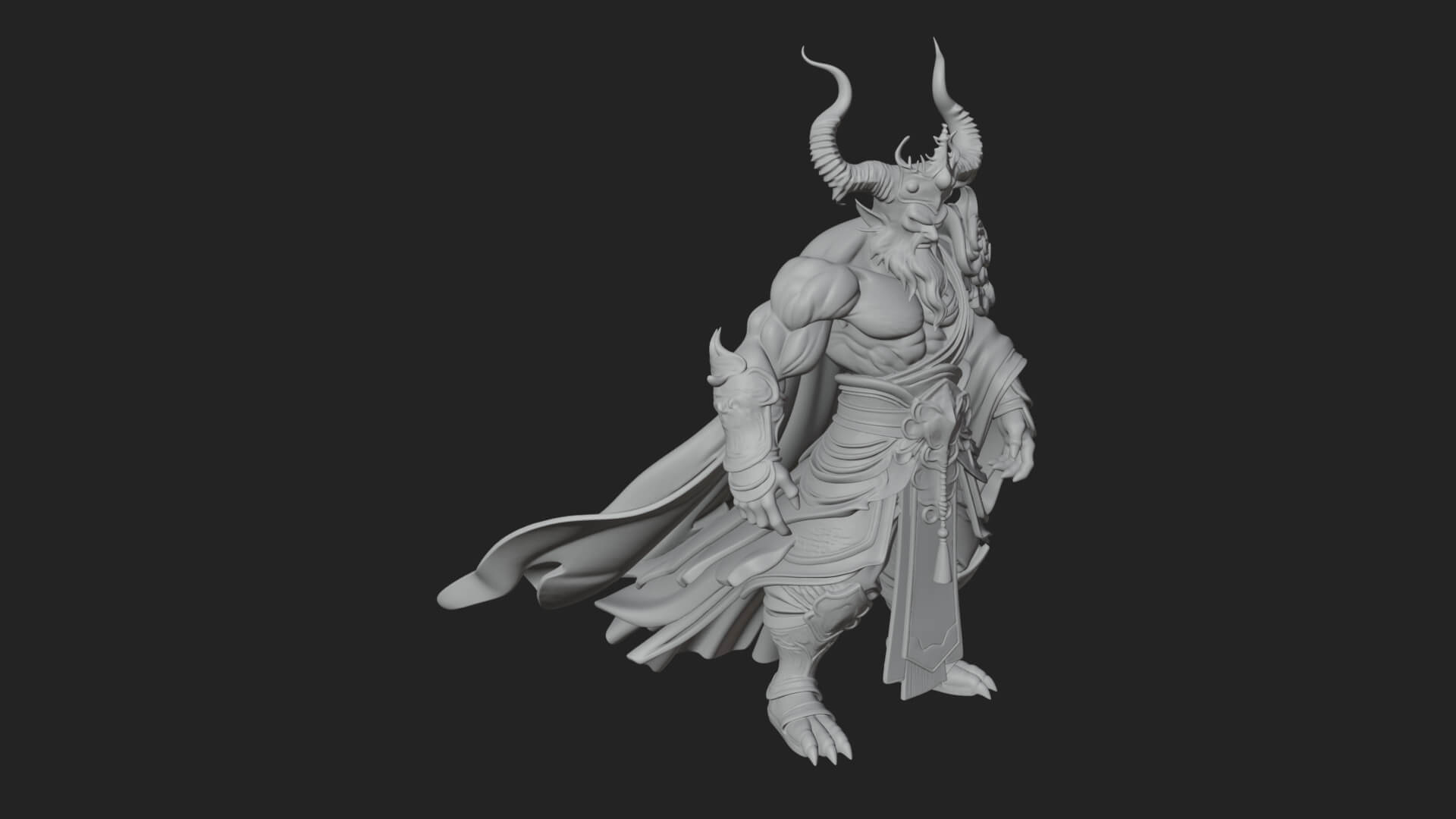 Horned Demon Mage Statue Design 5 3D Print Model 3D Model