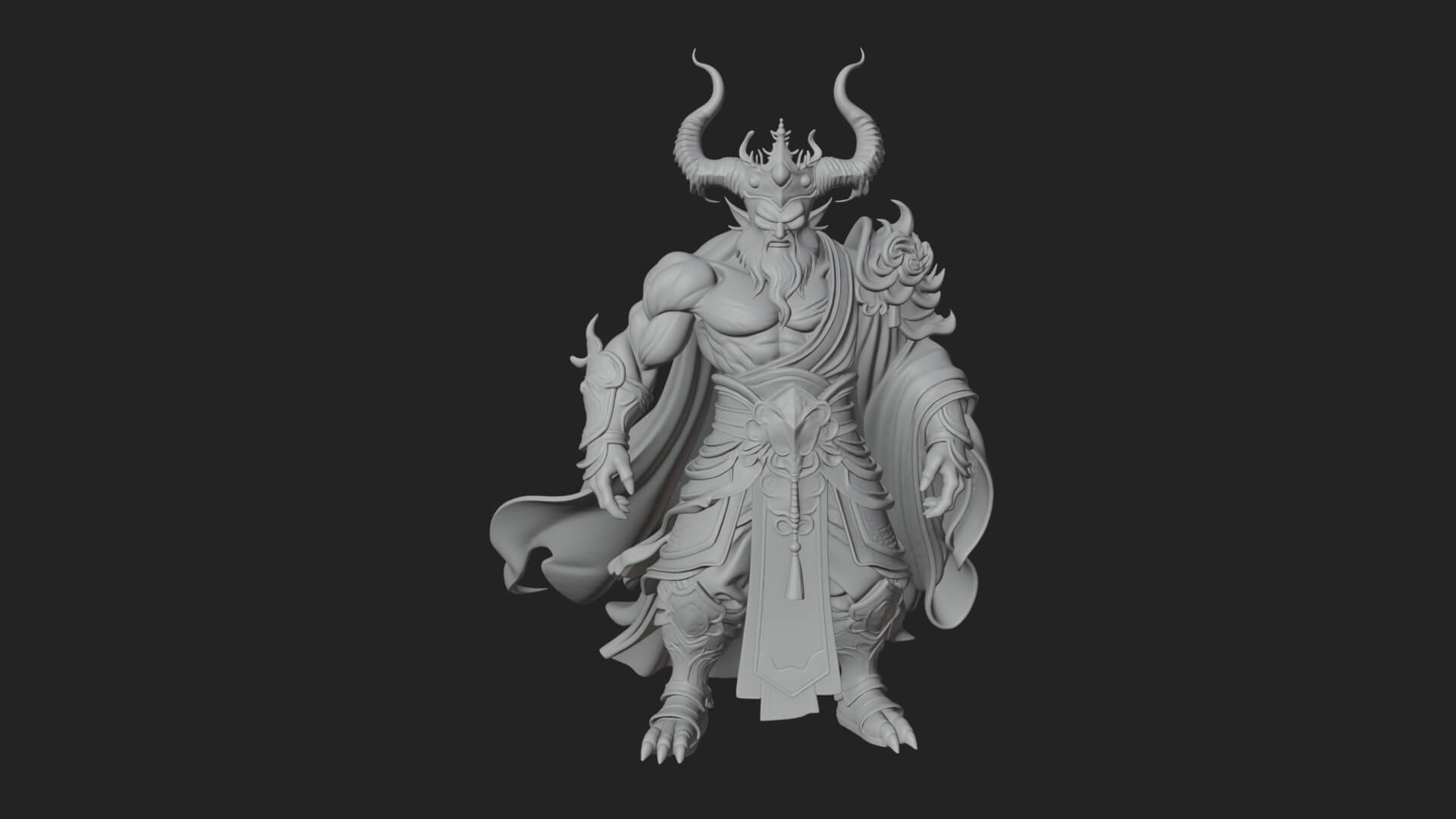 Horned Demon Mage Statue Design 5 3D Print Model 3D Model