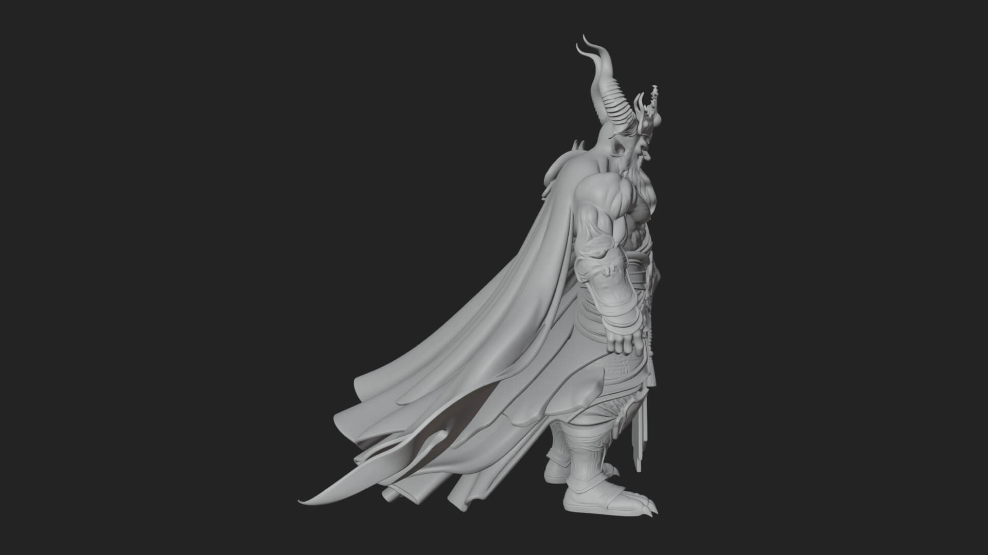 Horned Demon Mage Statue Design 5 3D Print Model 3D Model