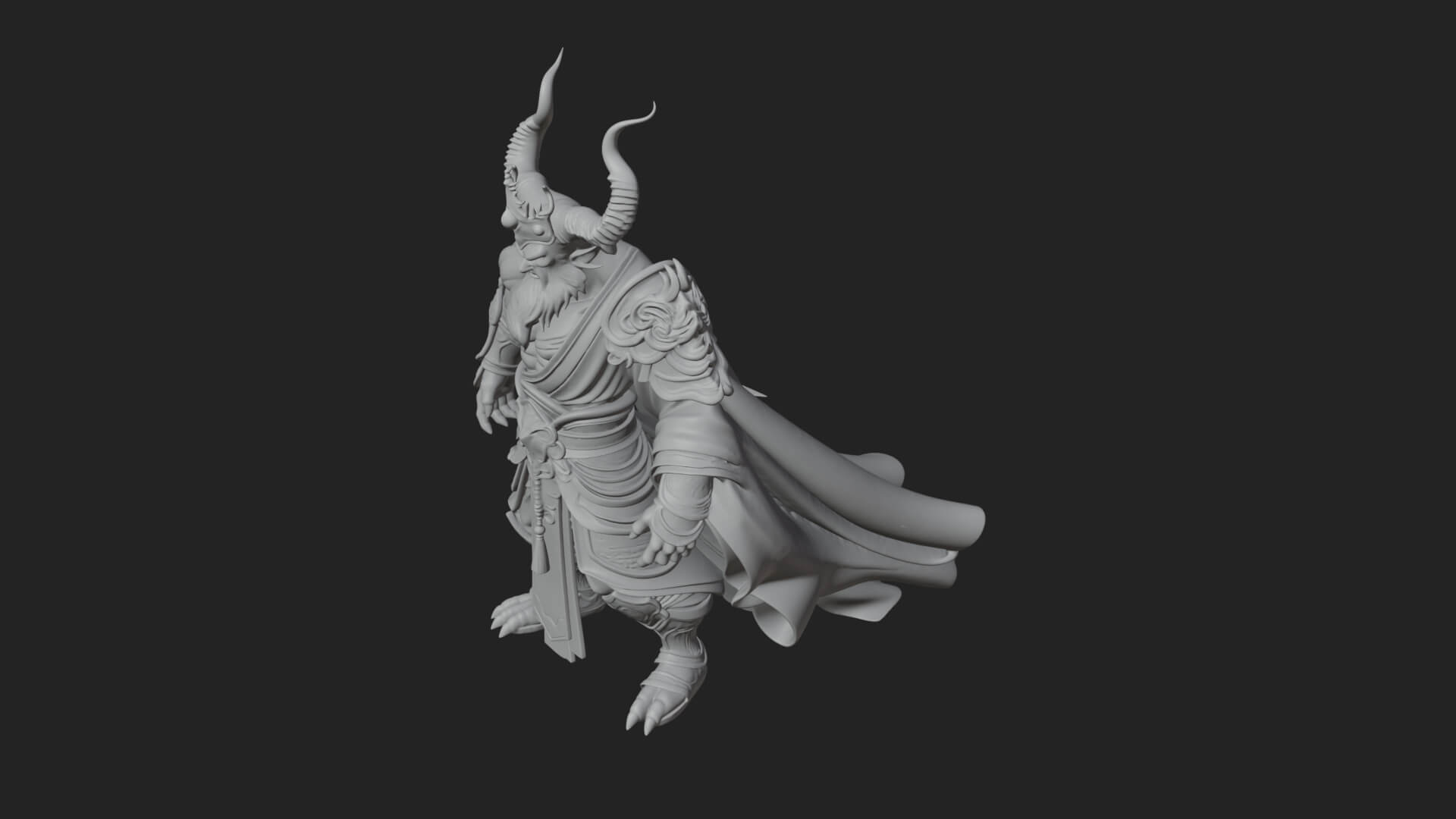 Horned Demon Mage Statue Design 5 3D Print Model 3D Model