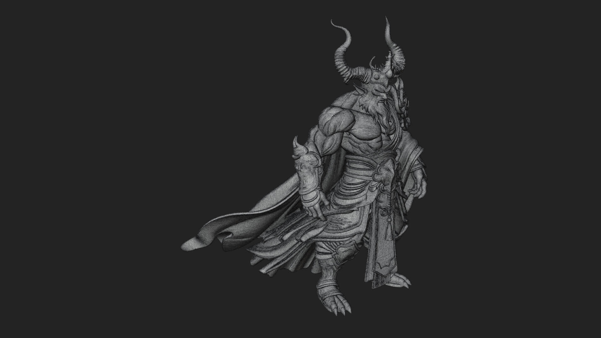 Horned Demon Mage Statue Design 5 3D Print Model 3D Model