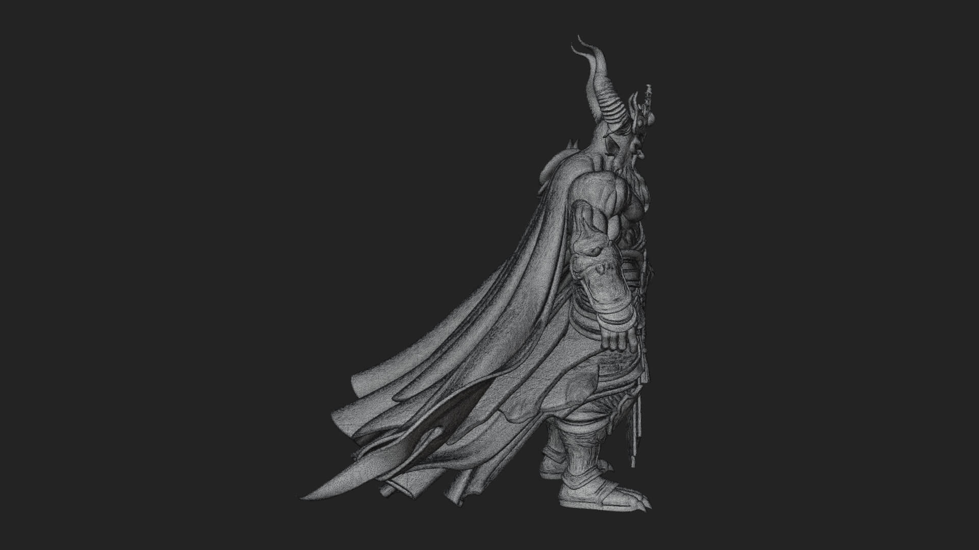 Horned Demon Mage Statue Design 5 3D Print Model 3D Model
