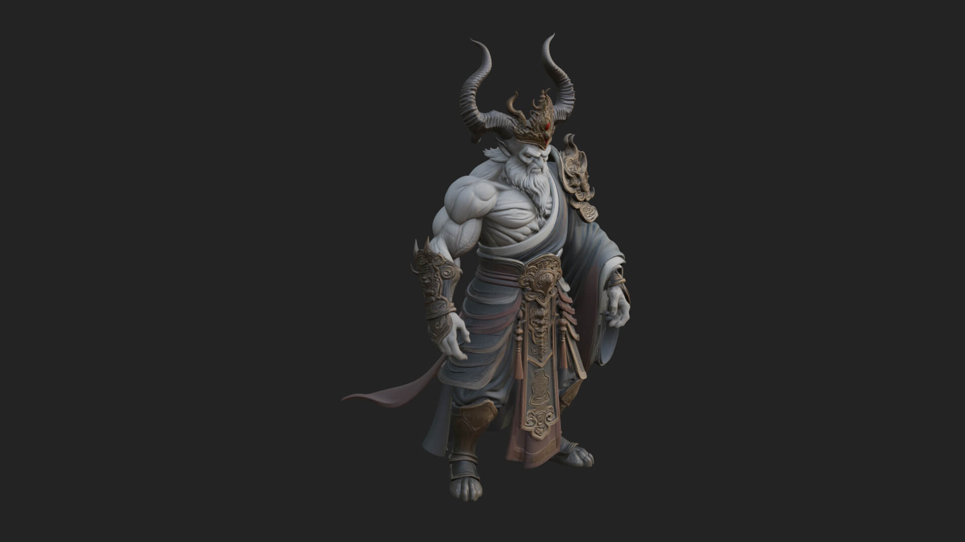 Horned Demon Mage Statue Design 6 3D Print Model 3D Model
