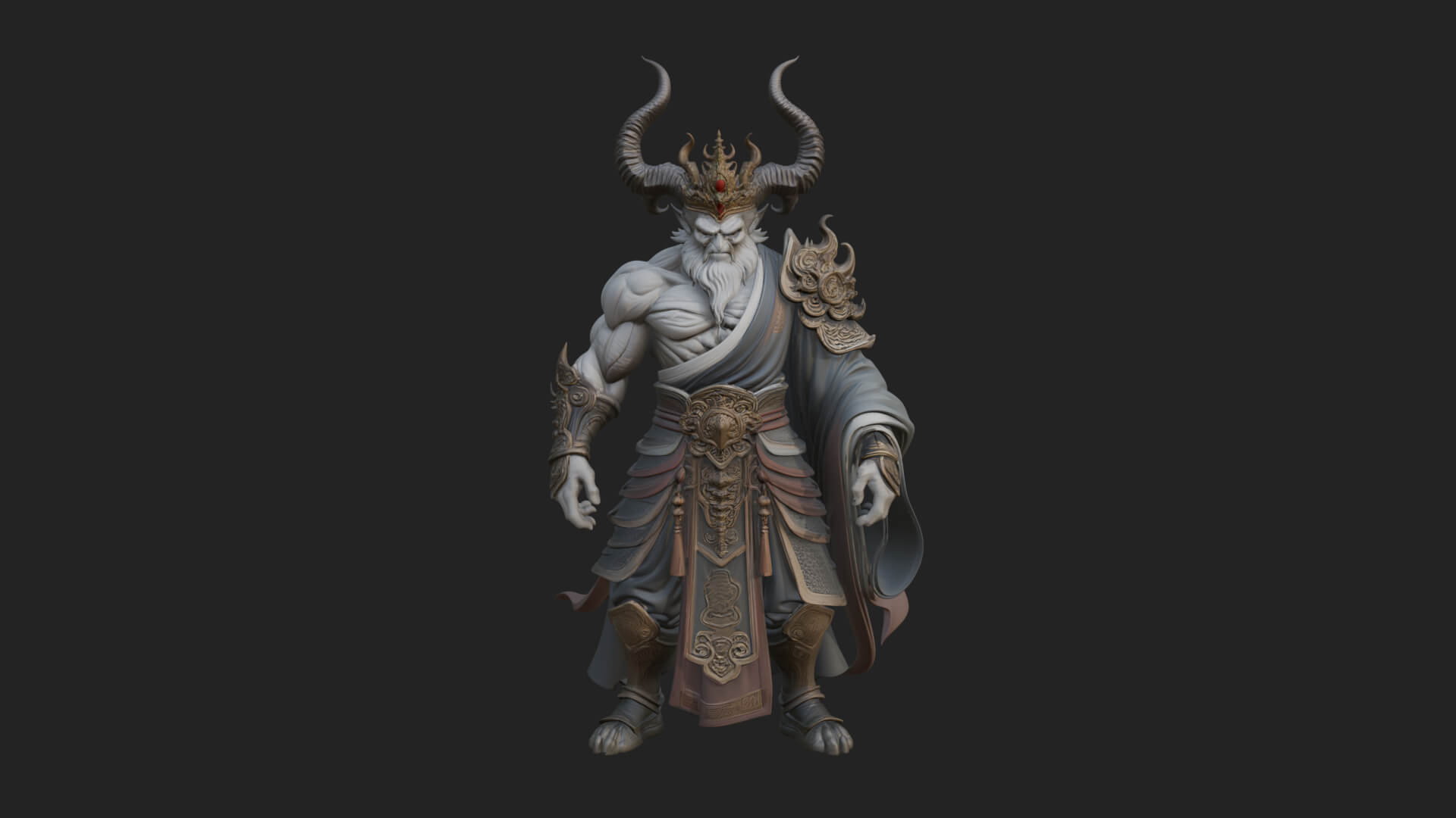 Horned Demon Mage Statue Design 6 3D Print Model 3D Model