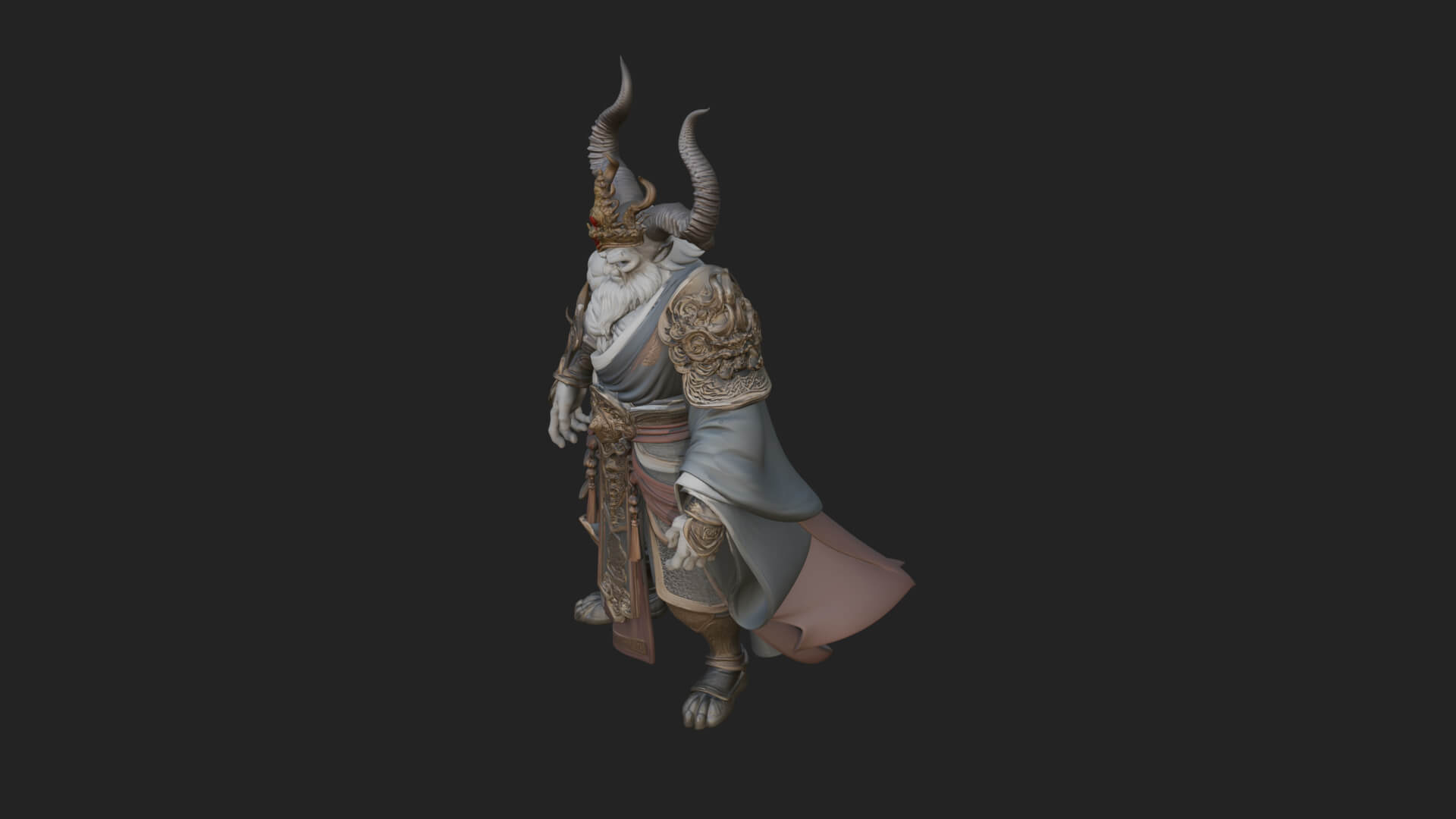 Horned Demon Mage Statue Design 6 3D Print Model 3D Model