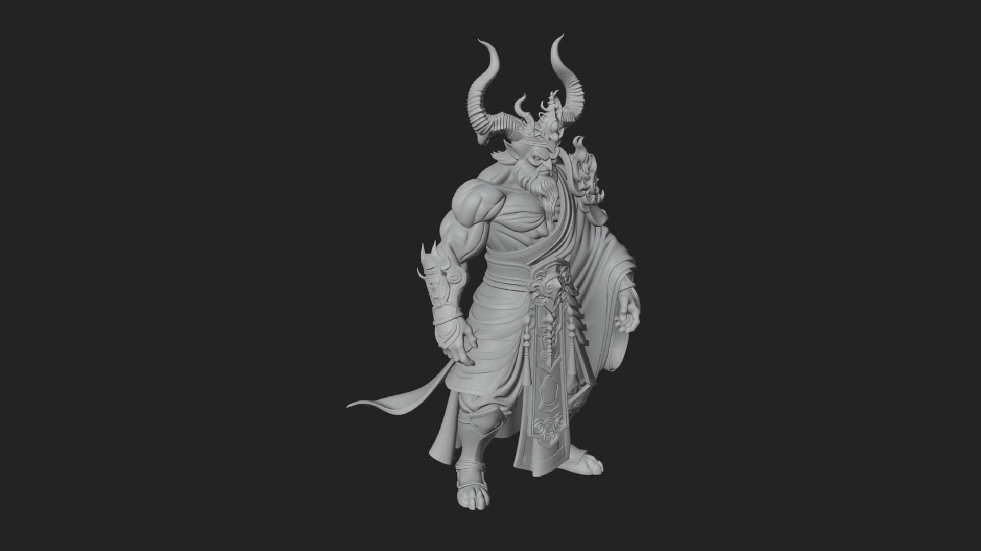 Horned Demon Mage Statue Design 6 3D Print Model 3D Model